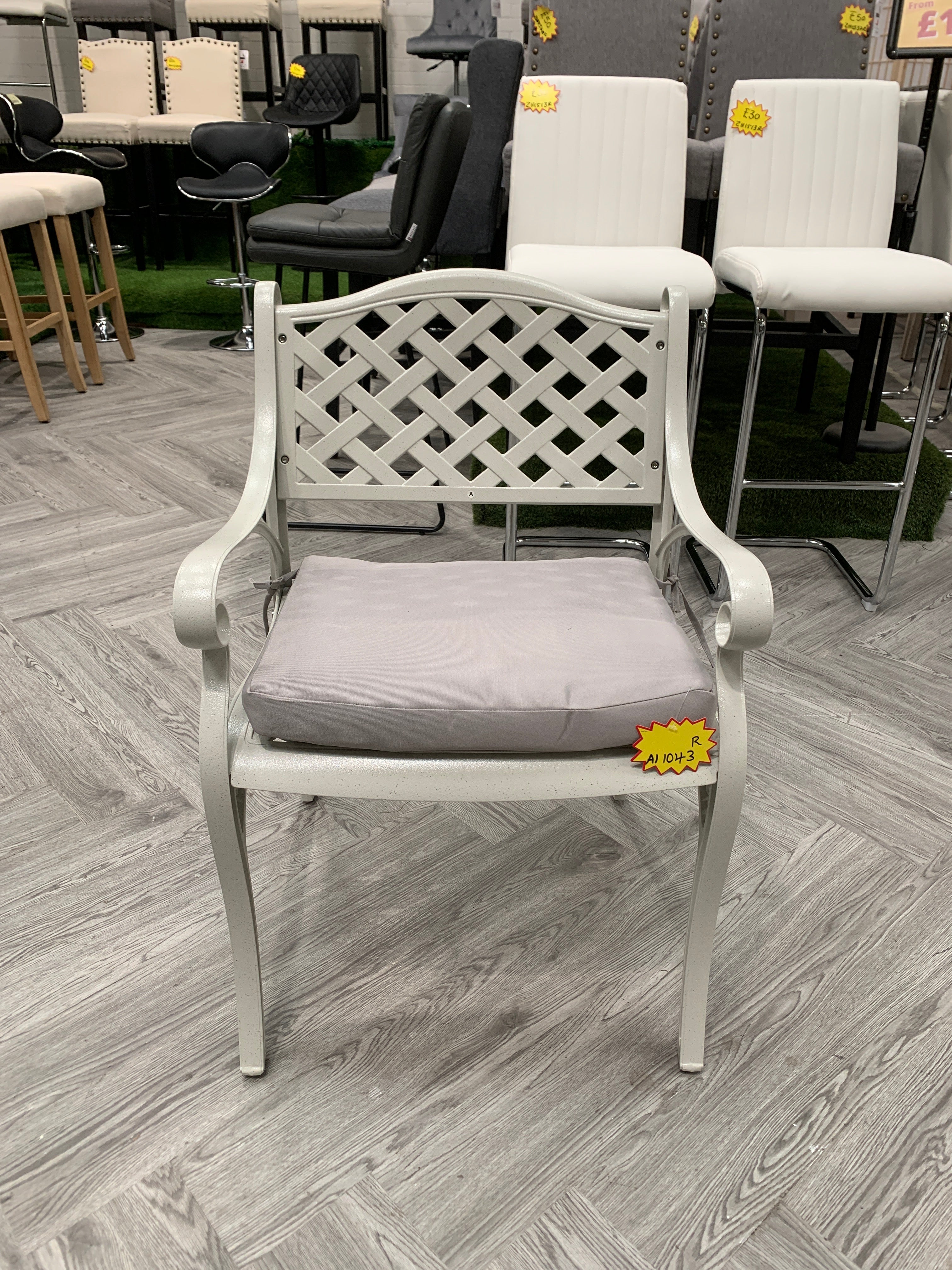 Retro Cast Aluminium Garden Chairs White 1PC