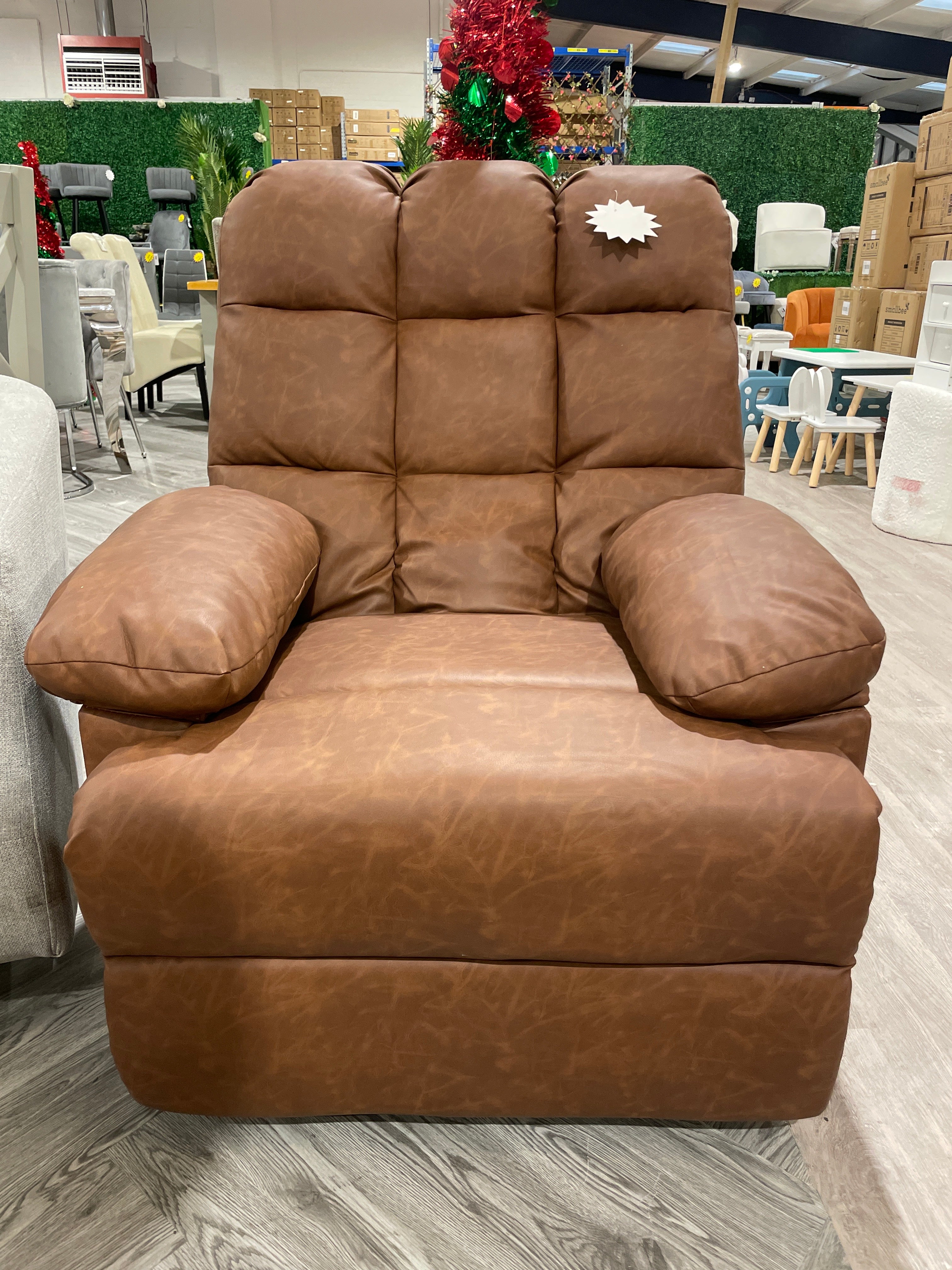 Faux Leather Upholstered Recliner Armchair Brown