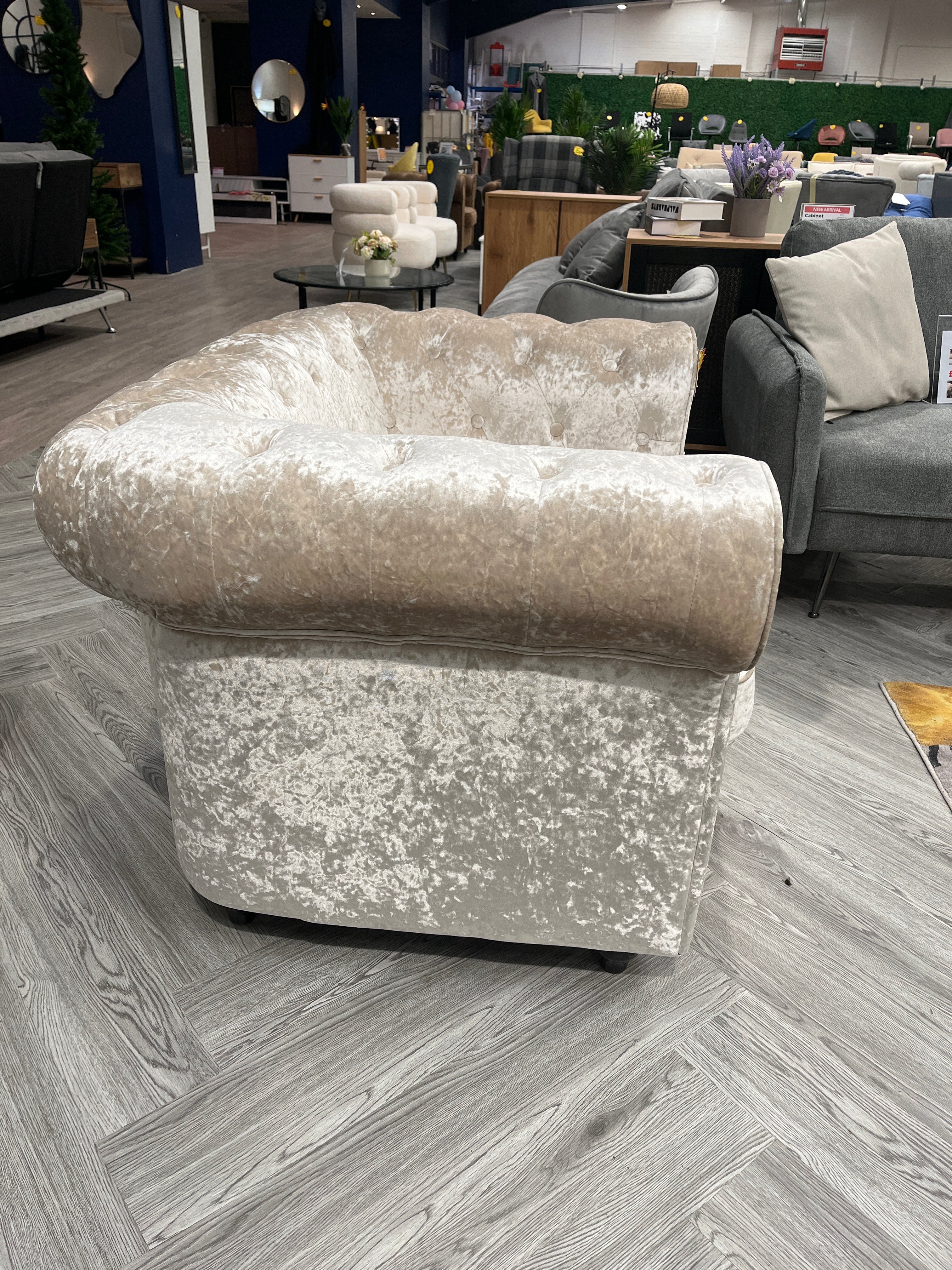 Beige Ice Velvet Chair Single Sofa