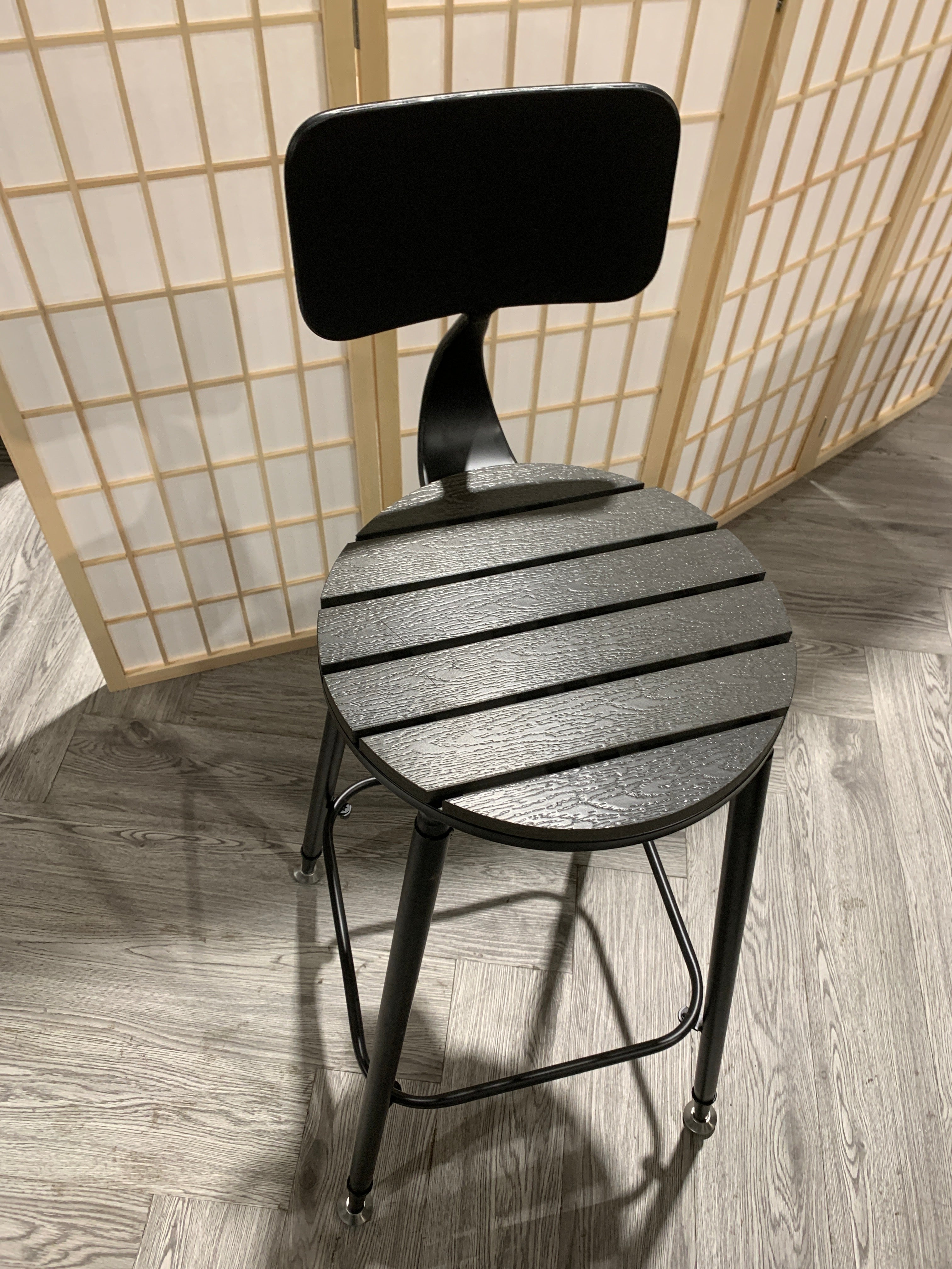 Round Counter Height Bar Stool with Backrest Grey 1PC