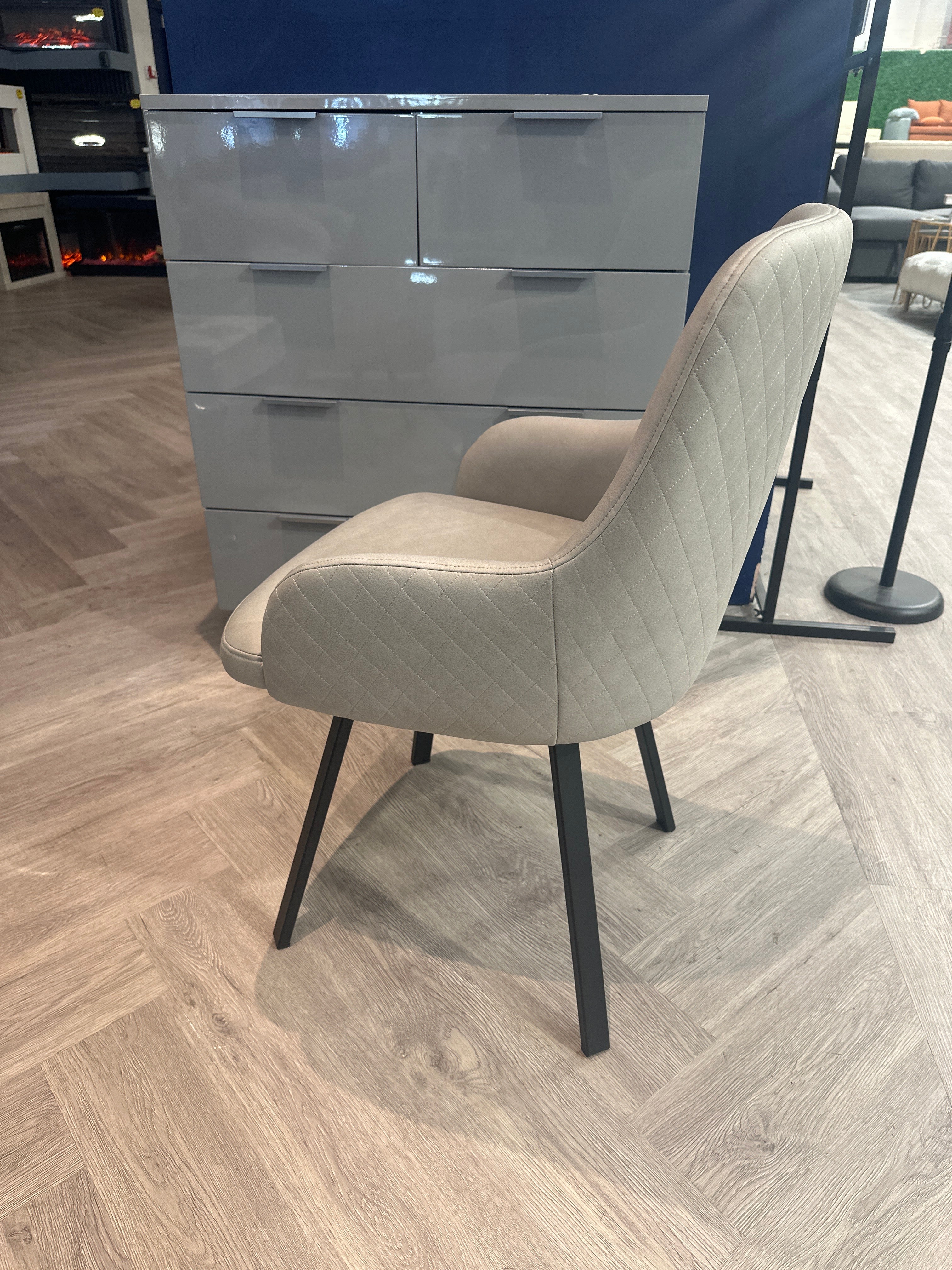 Set of 2 Faux Leather Rose Dining Chairs Dark Grey