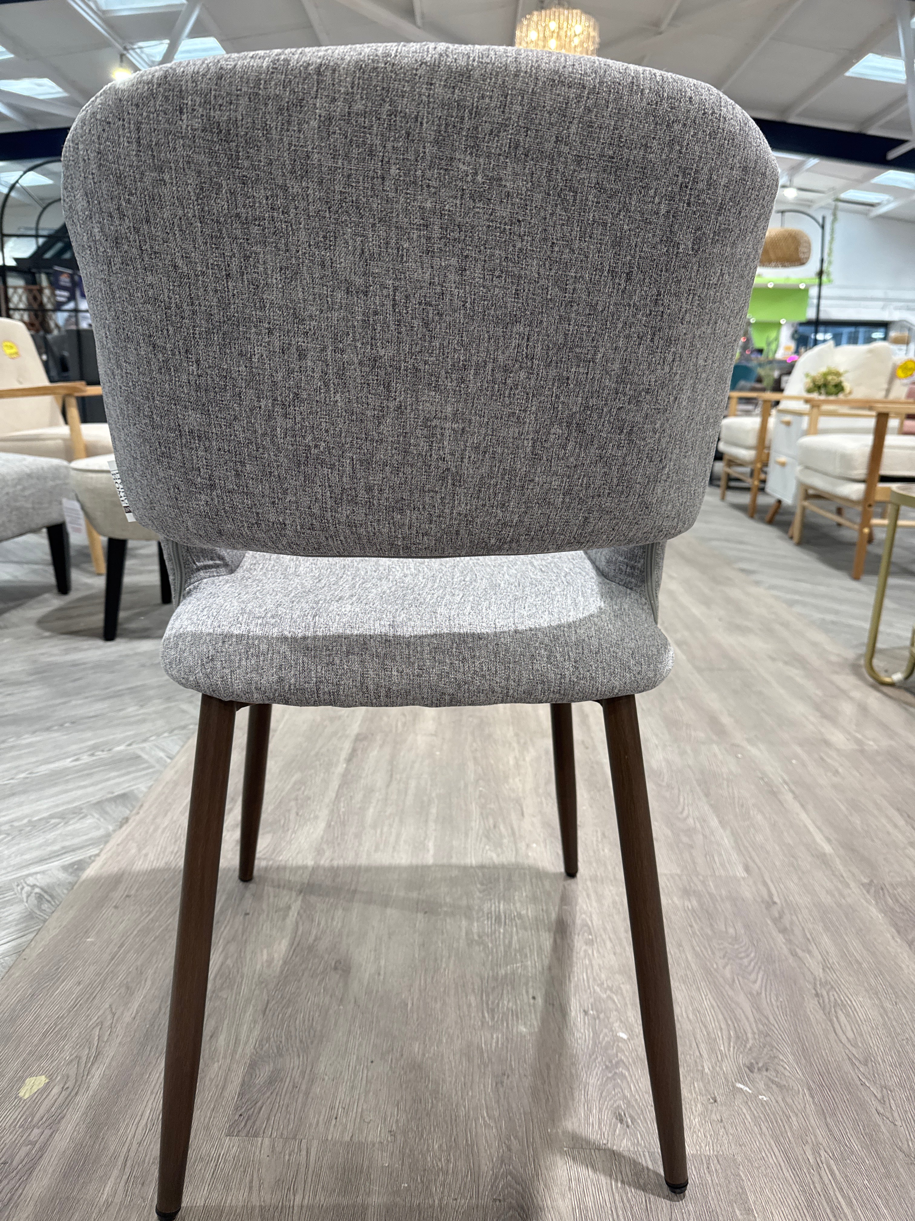 Grey Linen Hollow Back Dining Chair 1PC