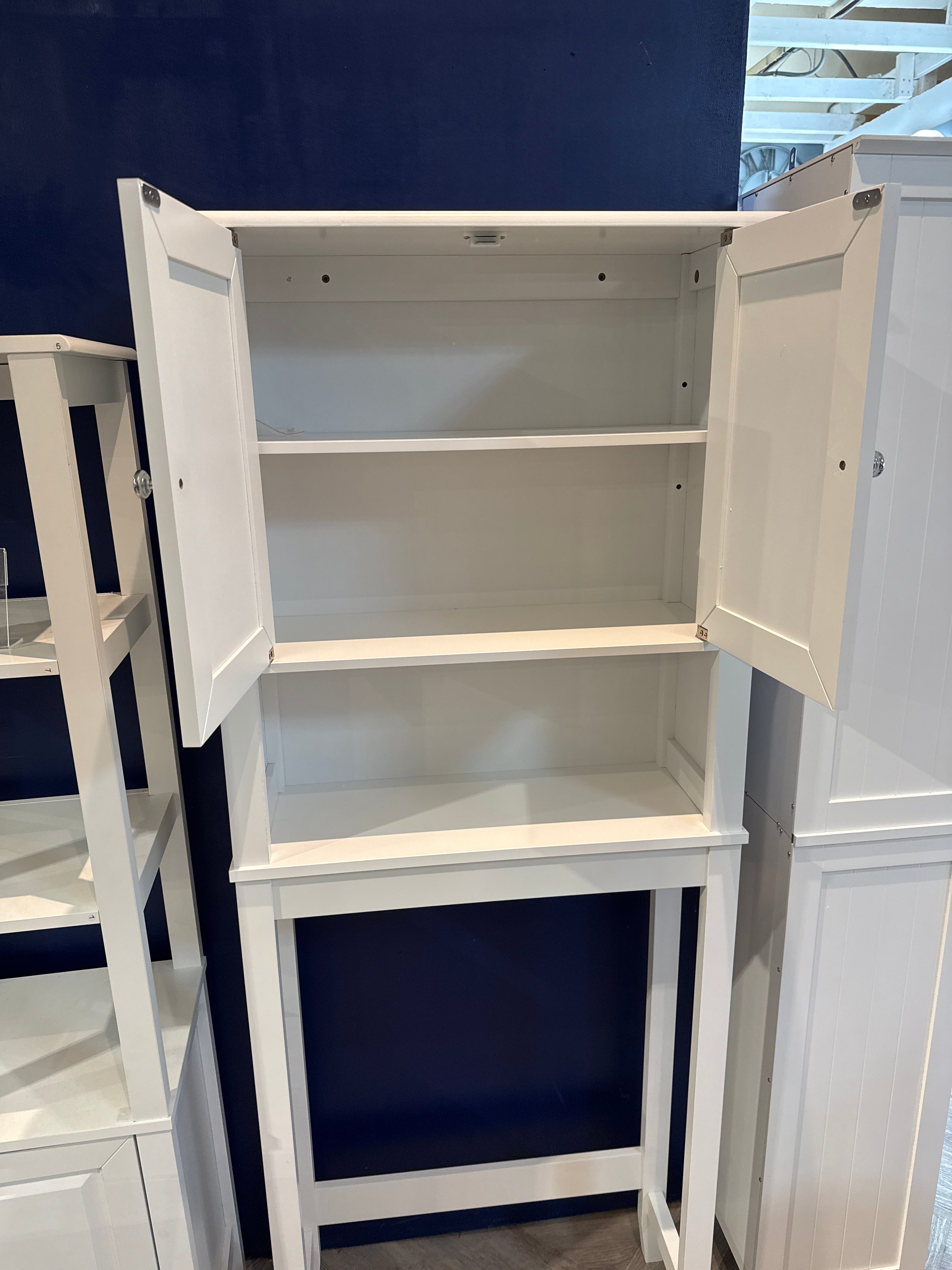 Raised Doors Over the Toilet Storage Cabinet with Shelf