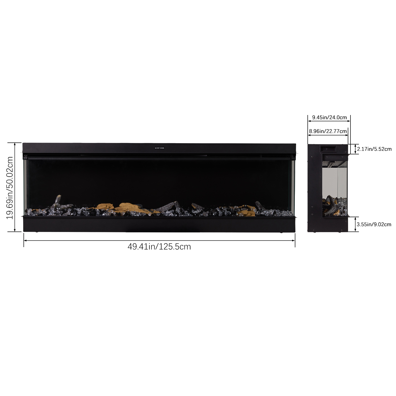50/60/70/80 Inch Premium Electric Fireplace with Remote and App Control