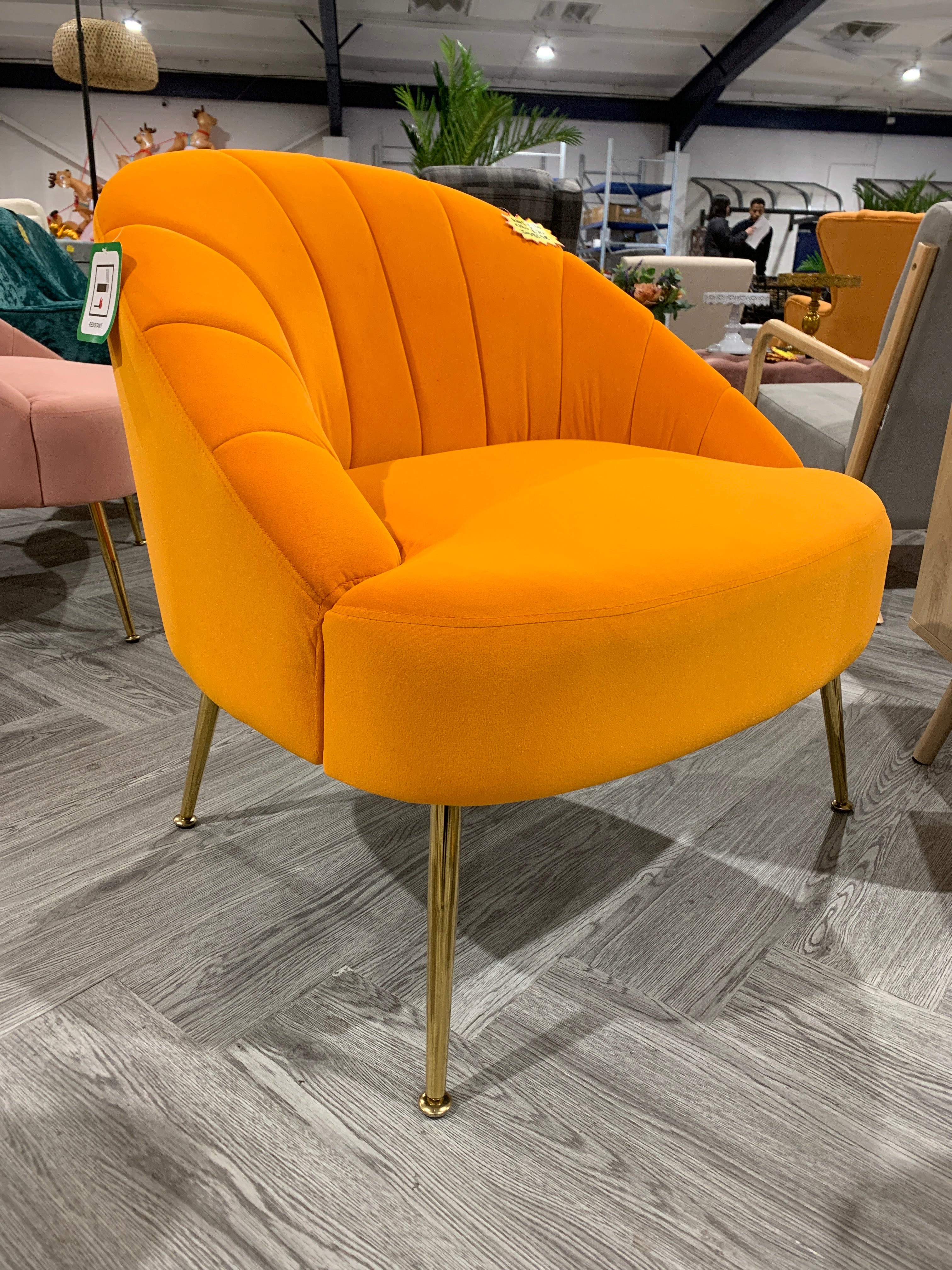 Orange Armchair With Golden Legs