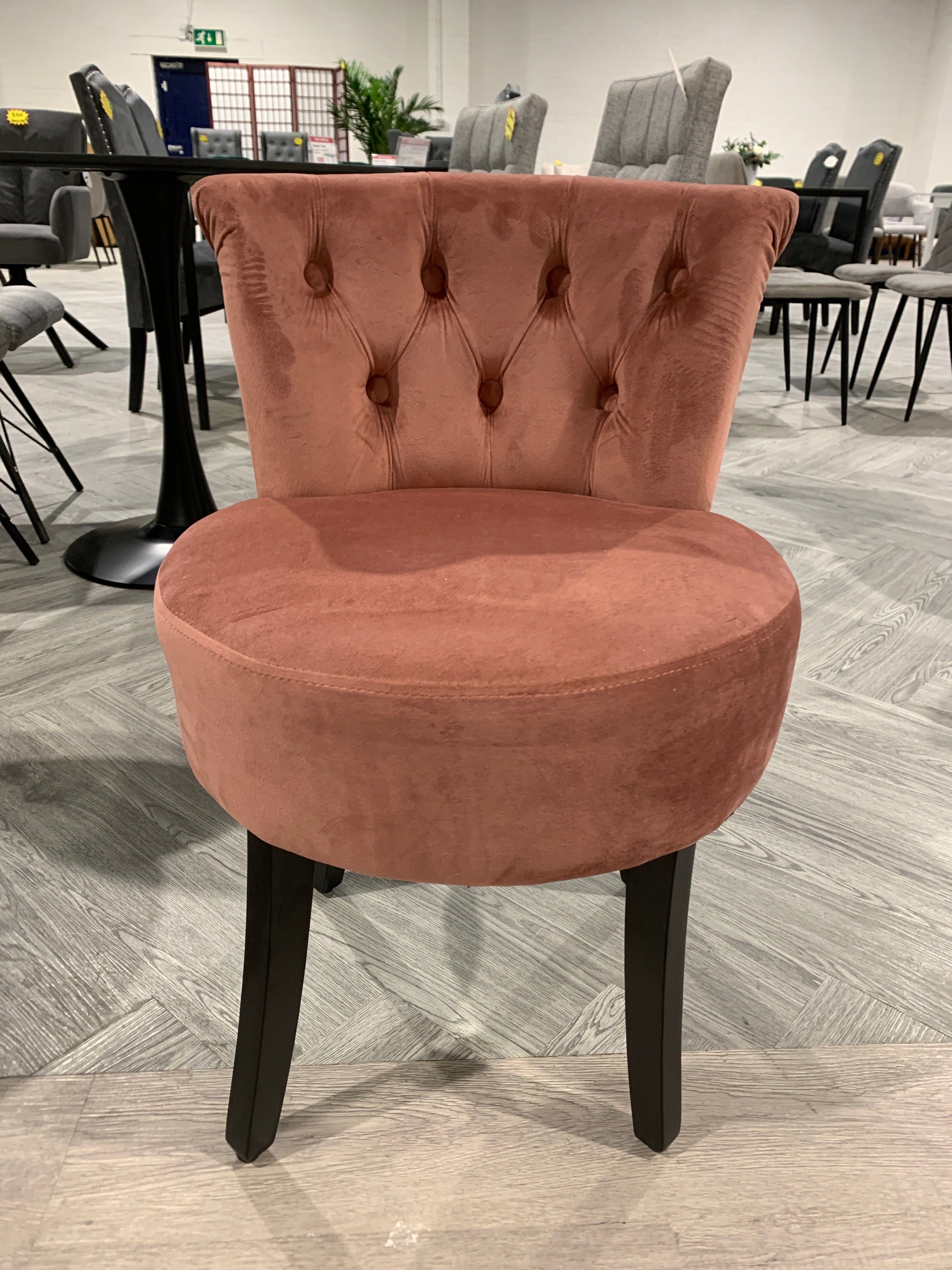 Pink Upholstered Buttoned Stool for Dressing Table