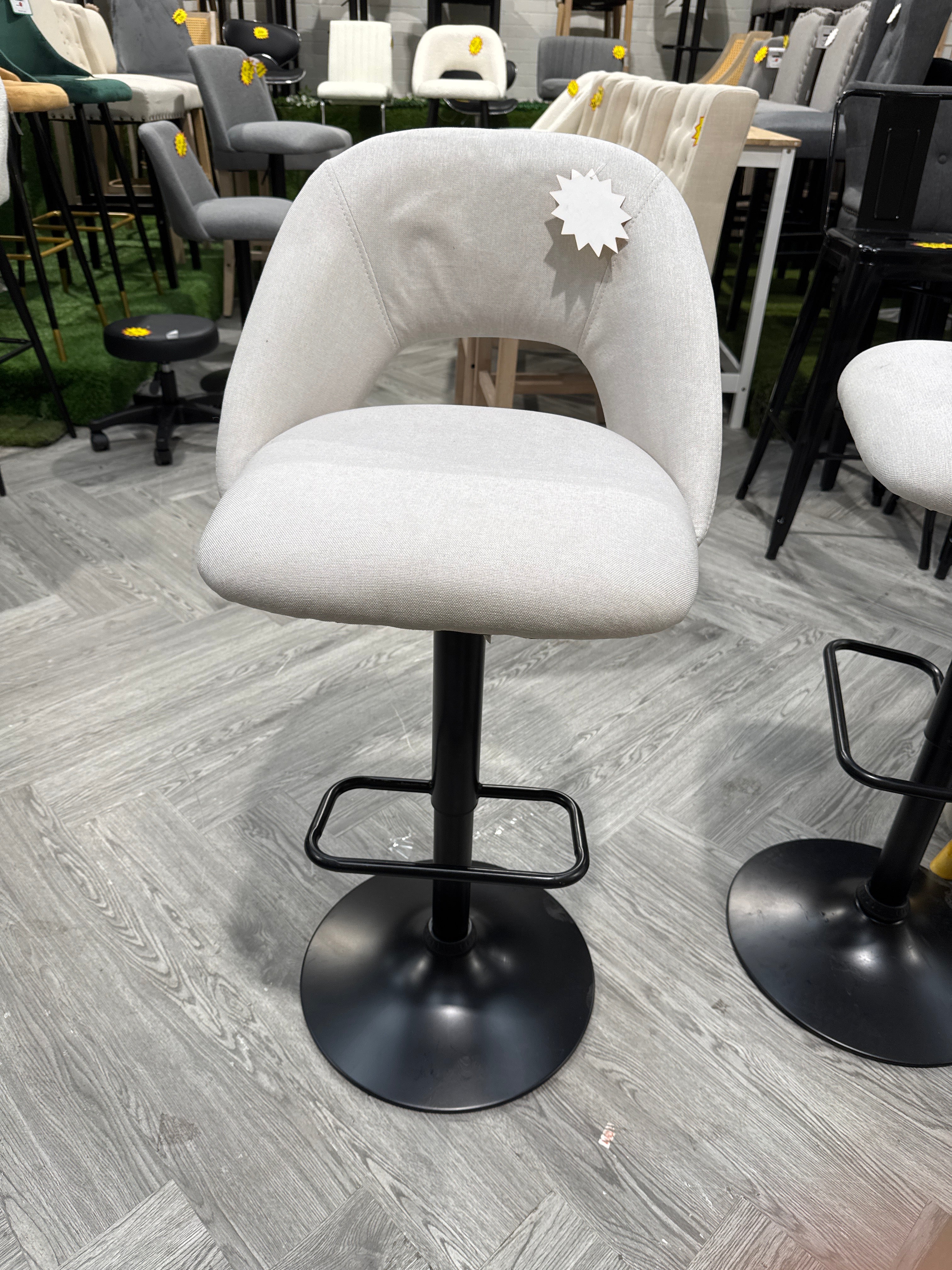 Linen Counter Swivel Height Breakfast Bar Stool Beige 1PC