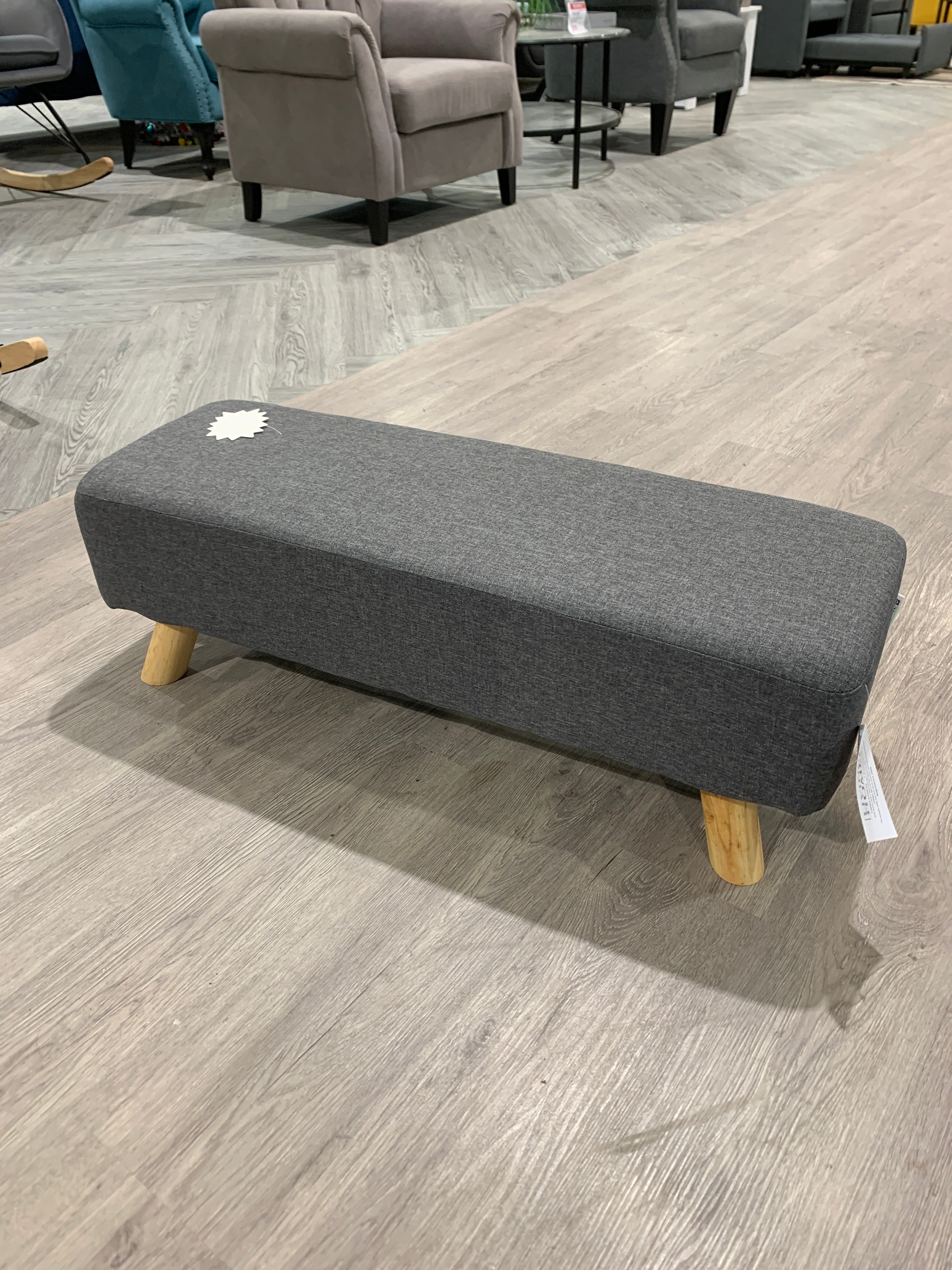 Tofu-shaped Footrest with Solid Wooden Legs Dark Grey
