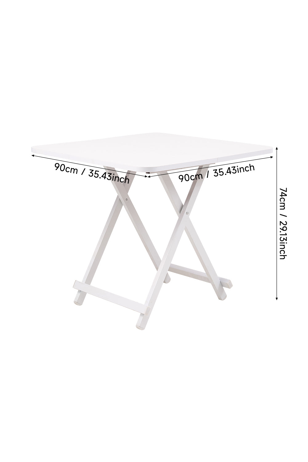 Portable Folding Dining Table White 74cm H