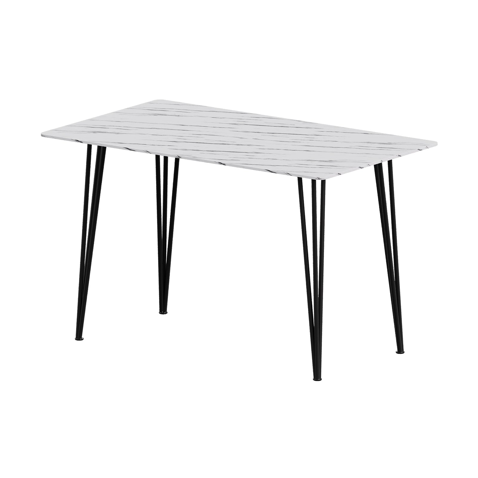 New Modern Dining Table with Black and White Marble Effect Tabletop and Metal Legs
