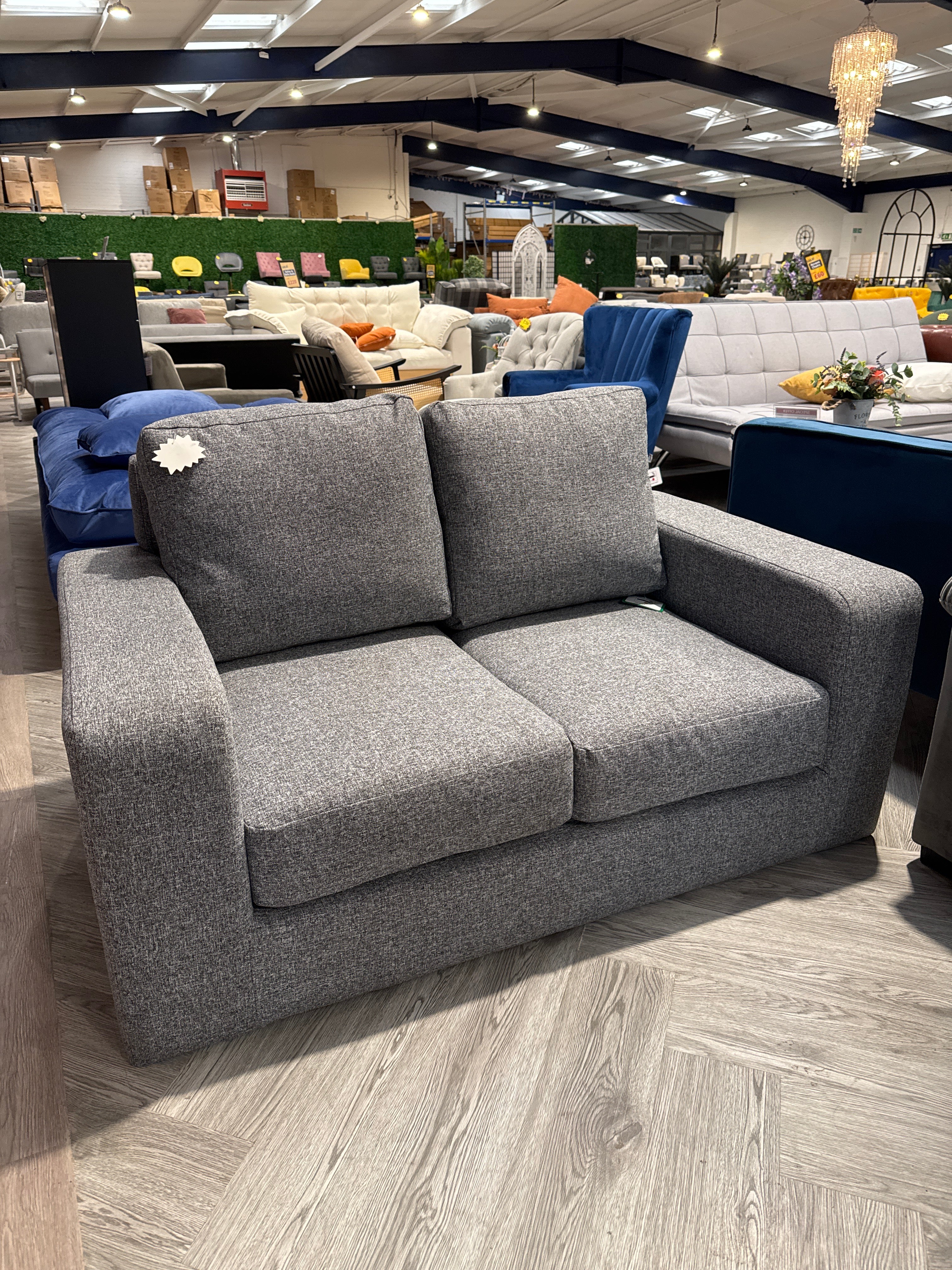 Light Grey 2 Seater Floor Sofa with Cushioned Seat and Back