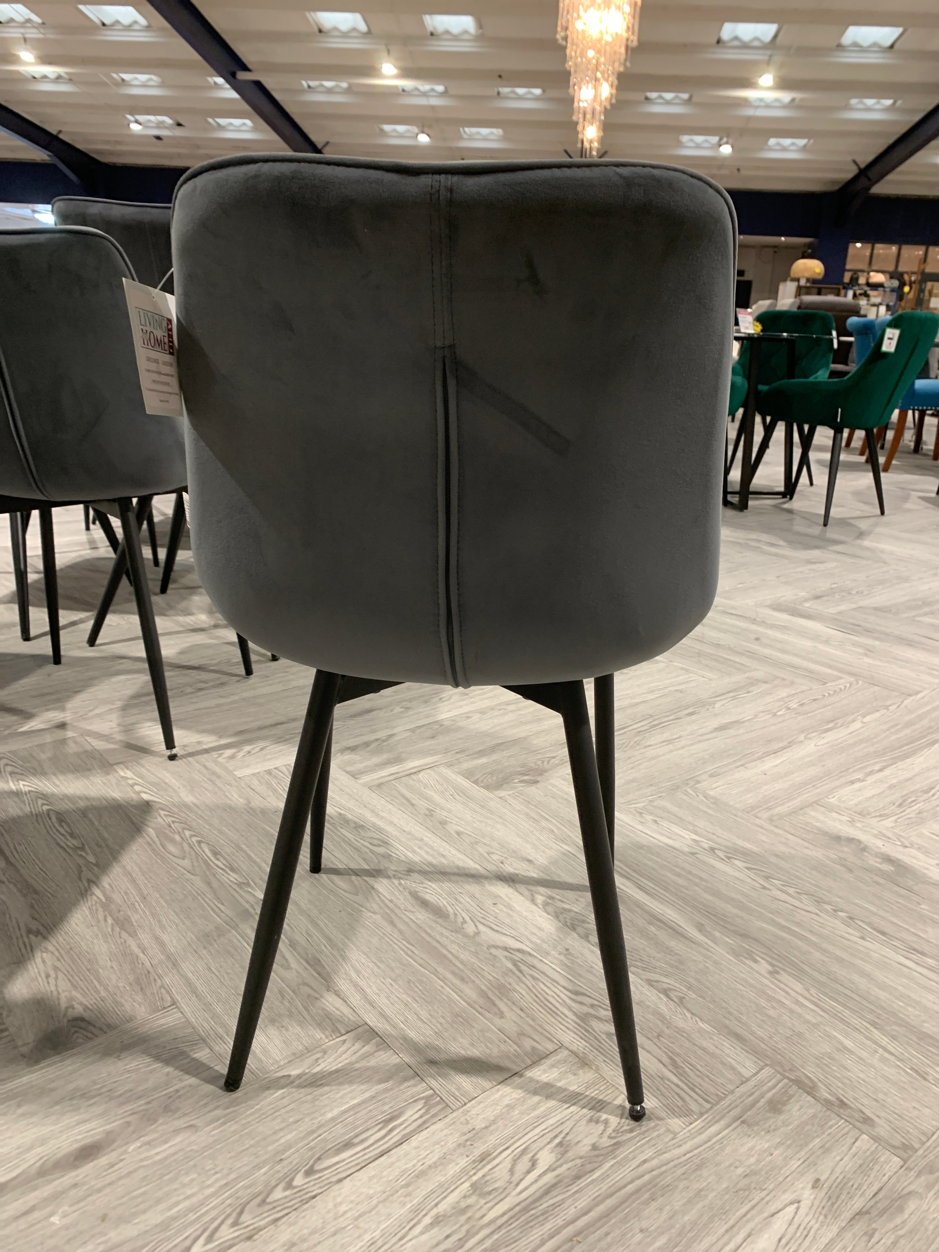 Grey Velvet Upholstered Dining Chairs with Metal Legs 1PC