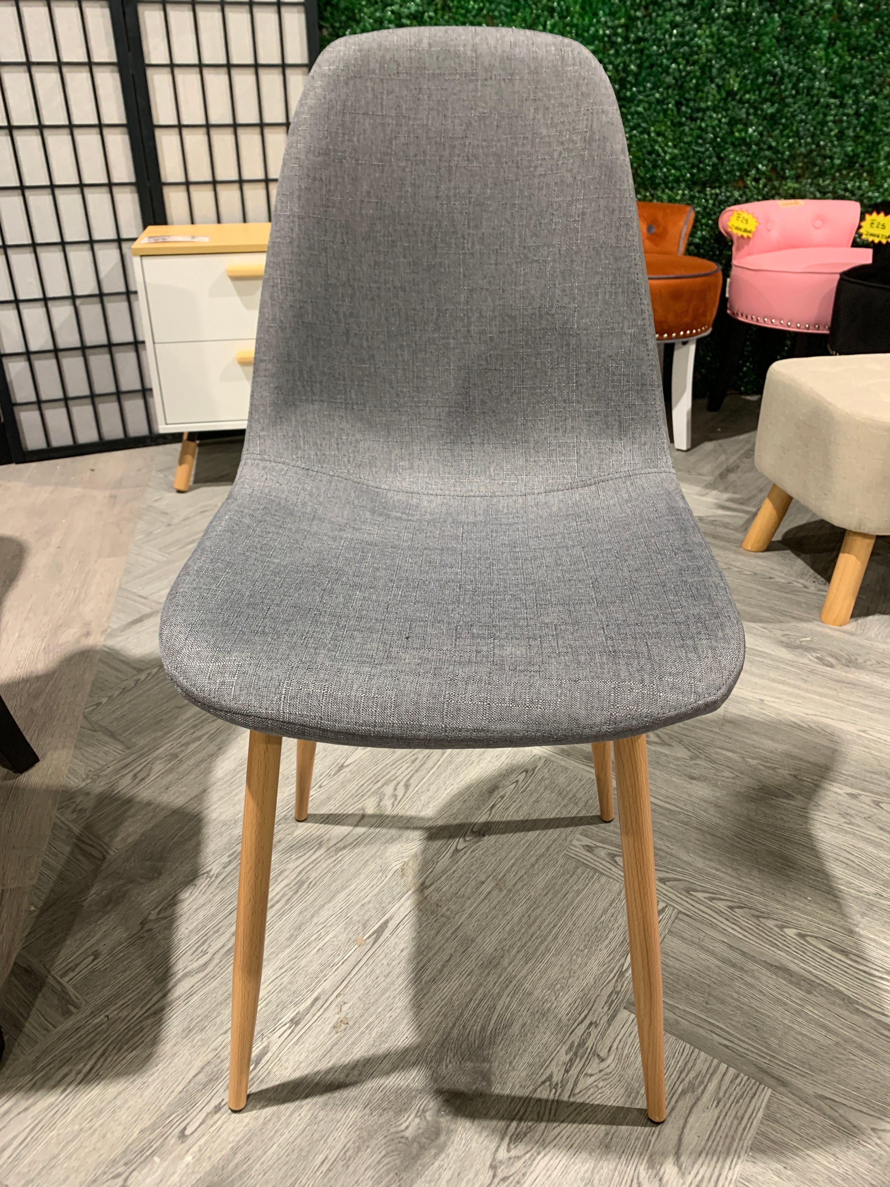 Linen Upholstered Dining Chair Grey 1PC