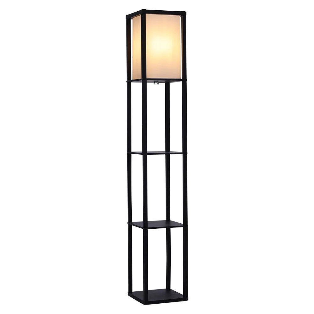 Floor Lamp Wood Standing with Storage Shelf