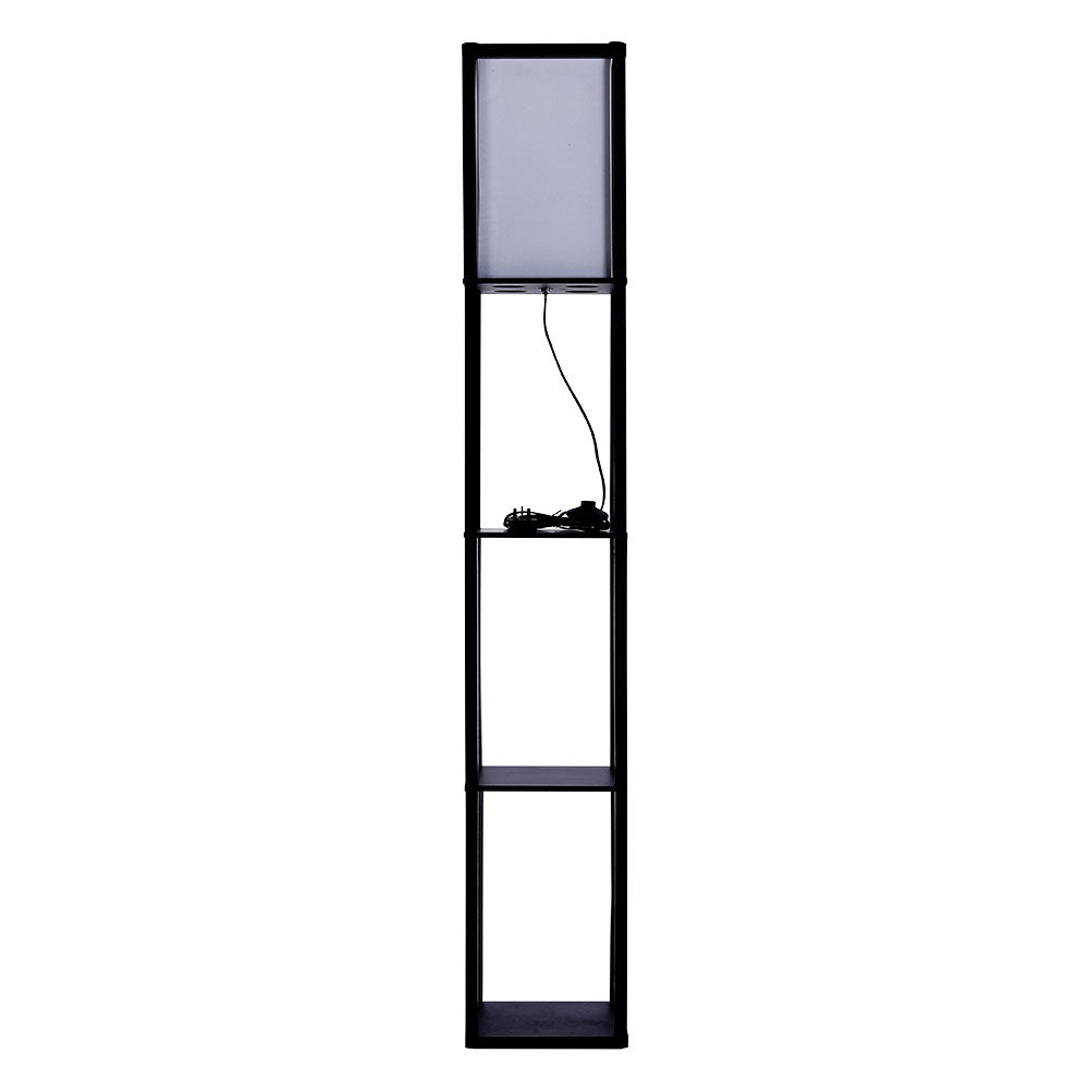 Floor Lamp Wood Standing with Storage Shelf