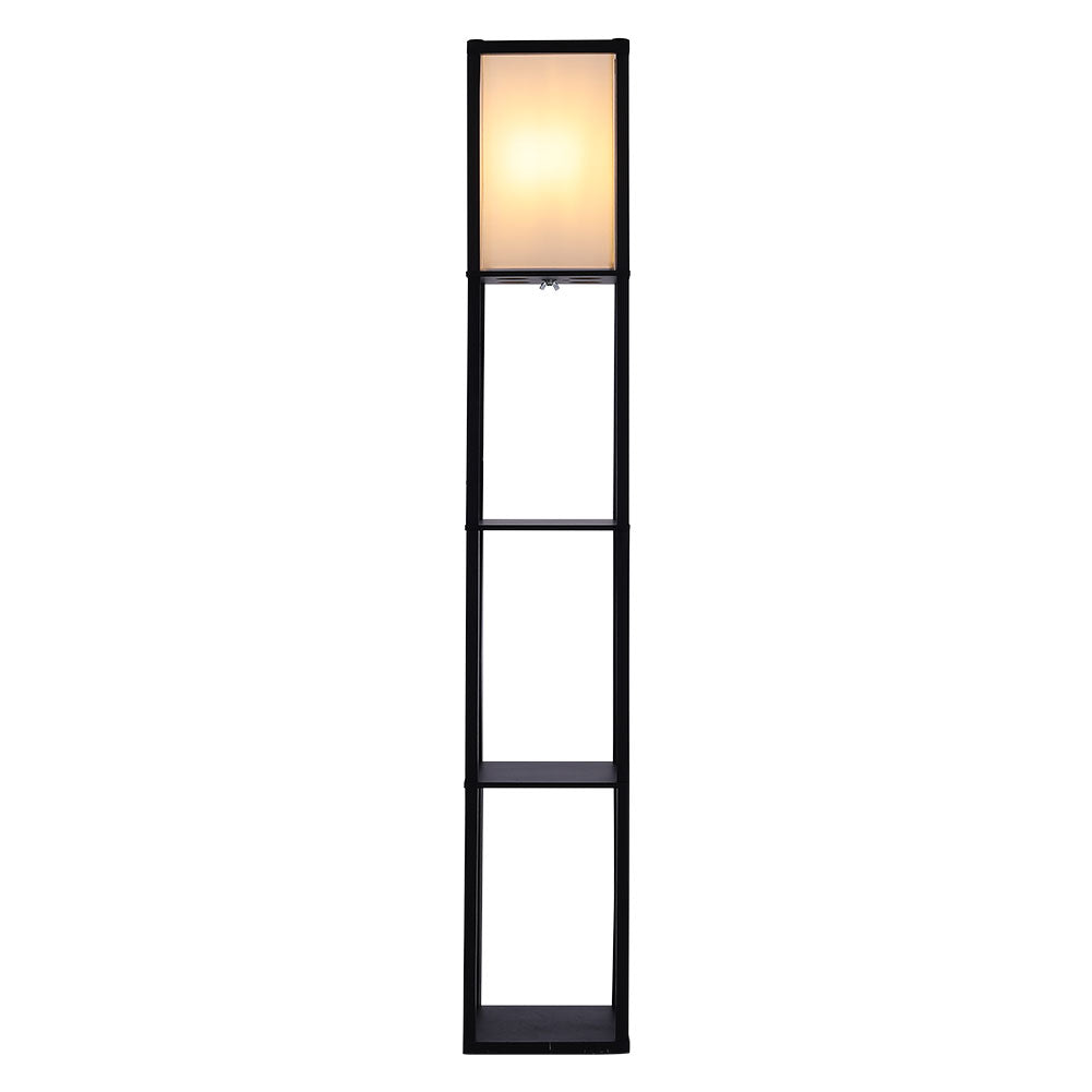 Floor Lamp Wood Standing with Storage Shelf