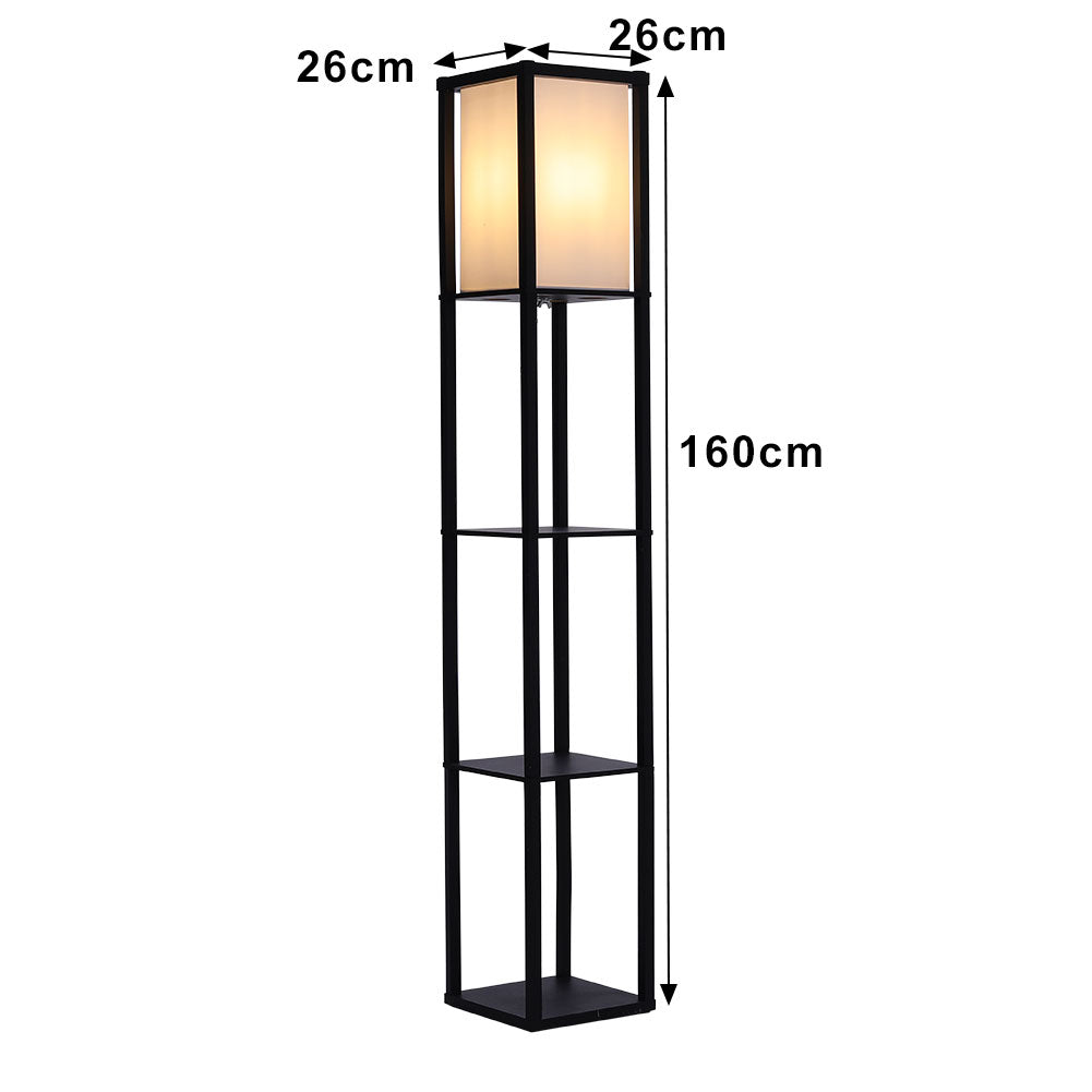 Floor Lamp Wood Standing with Storage Shelf