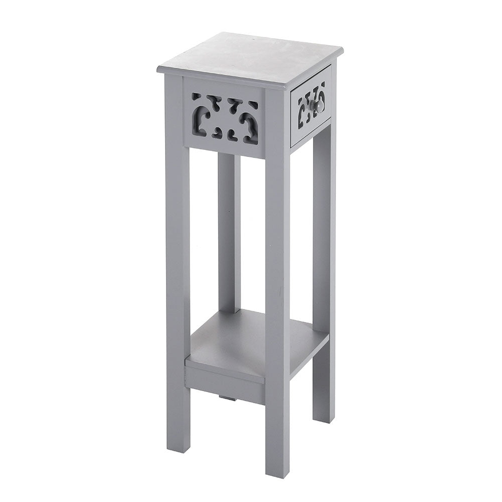 New French Style Small Slim Accent Side Table Wooden Plant Stand with Drawer