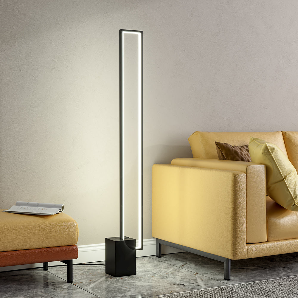 New Metal Rectangular LED Floor Lamp with Black Base