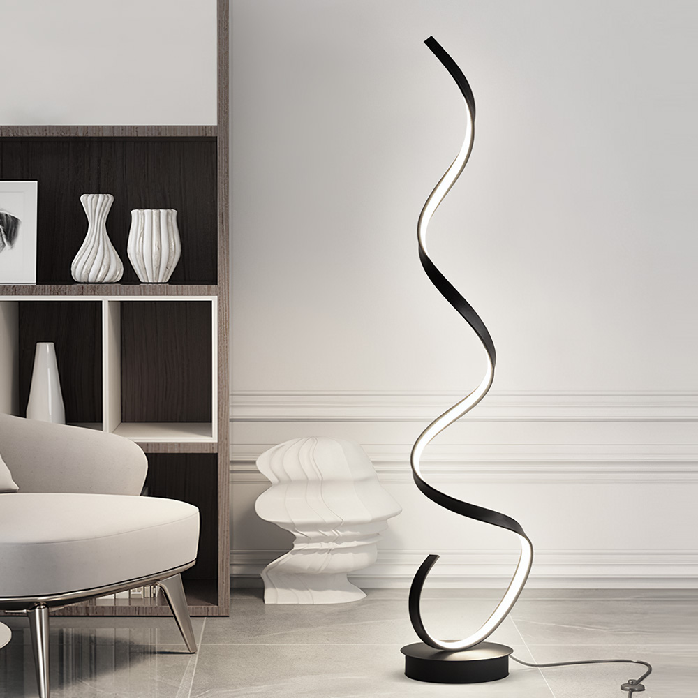 New Contemporary LED Spiral Floor Lamp in White Light for Living Room