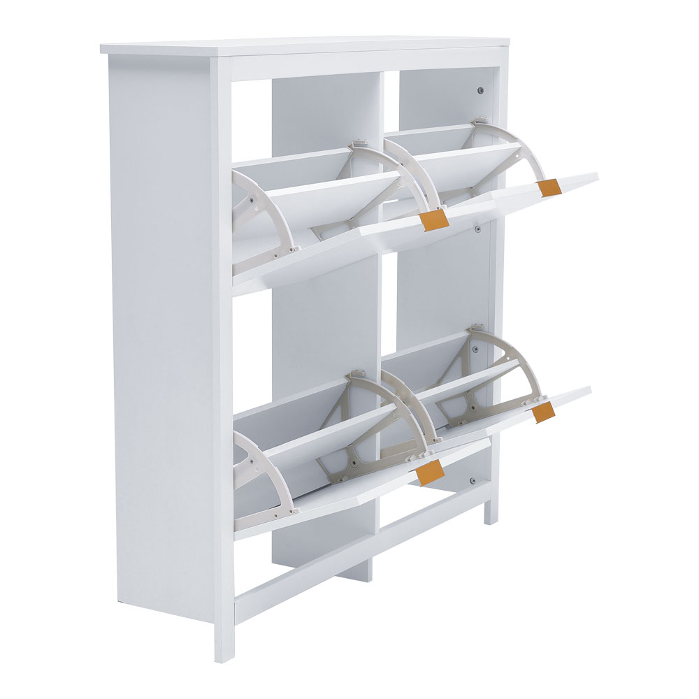 New Flip Down Wood Shoe Cabinet in White Hallway Console Table