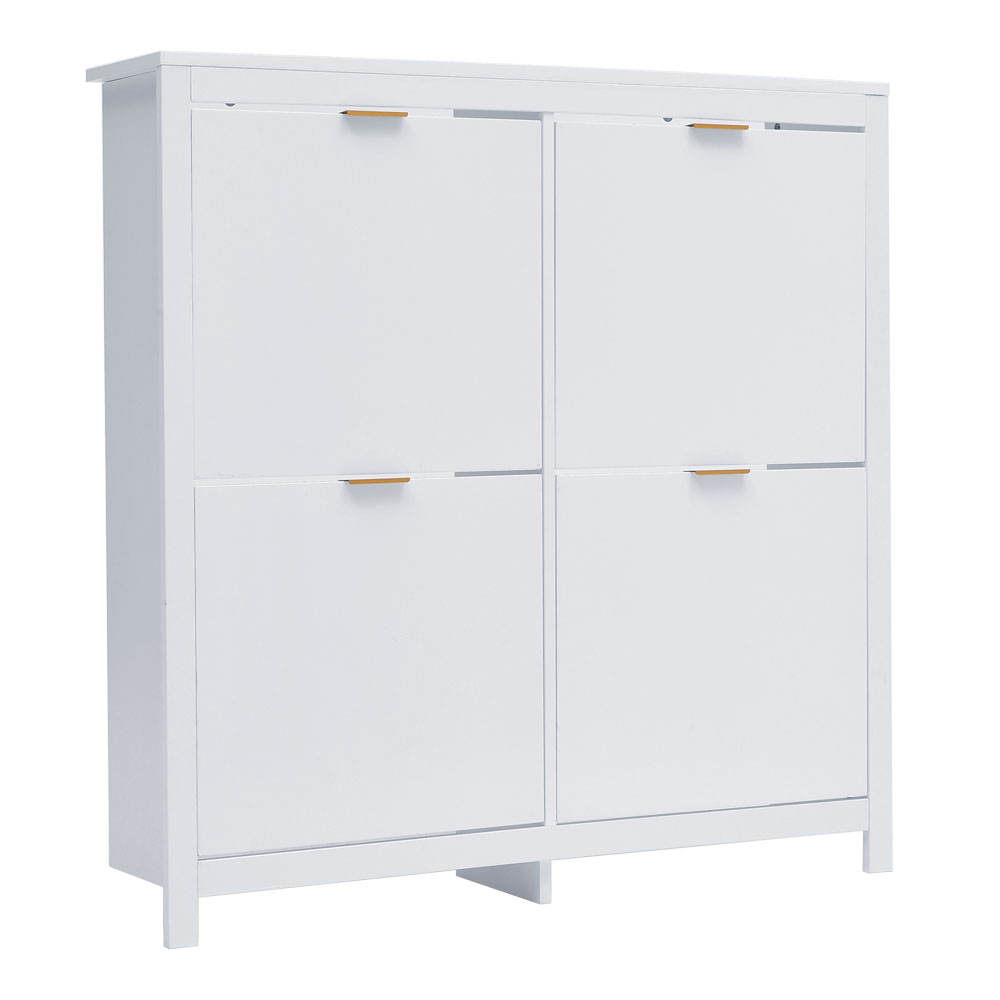 New Flip Down Wood Shoe Cabinet in White Hallway Console Table