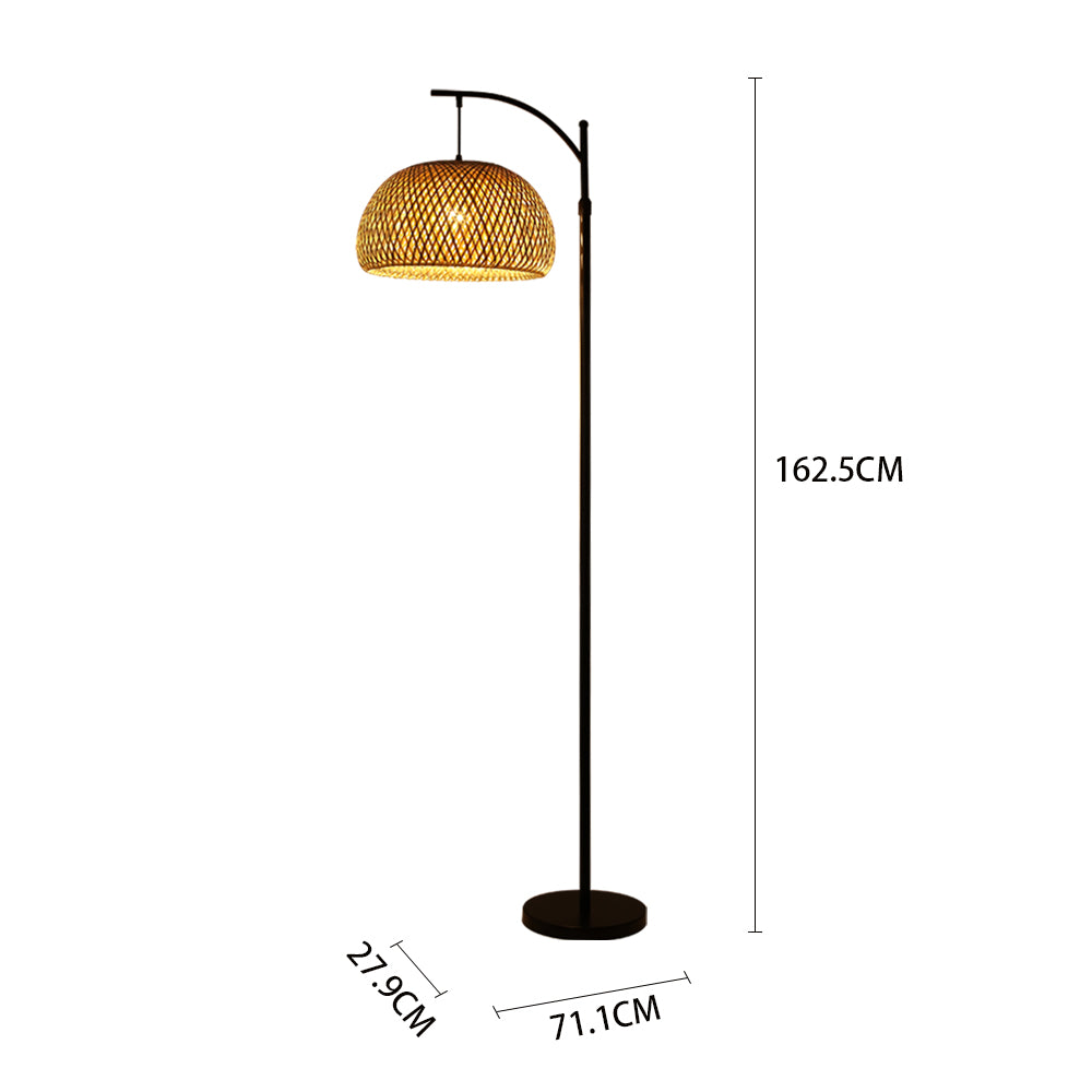 Traditional Woven Rattan Floor Lamp