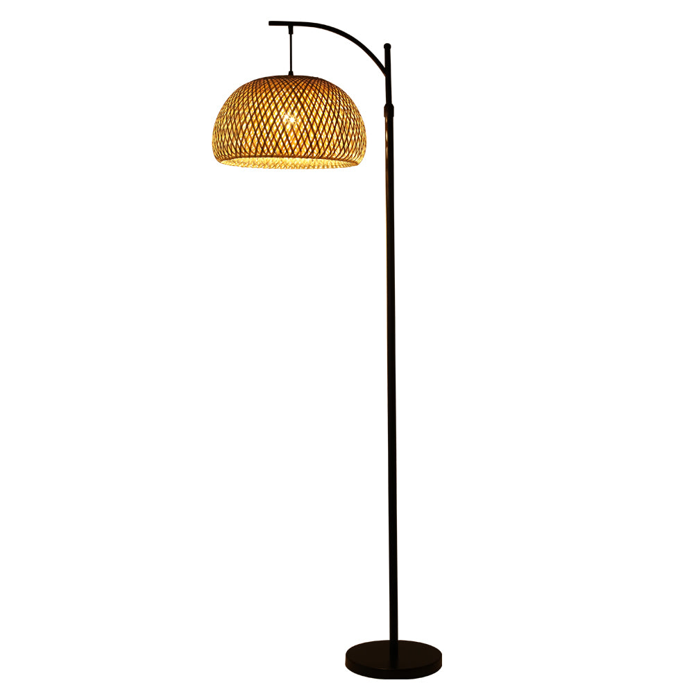 Traditional Woven Rattan Floor Lamp