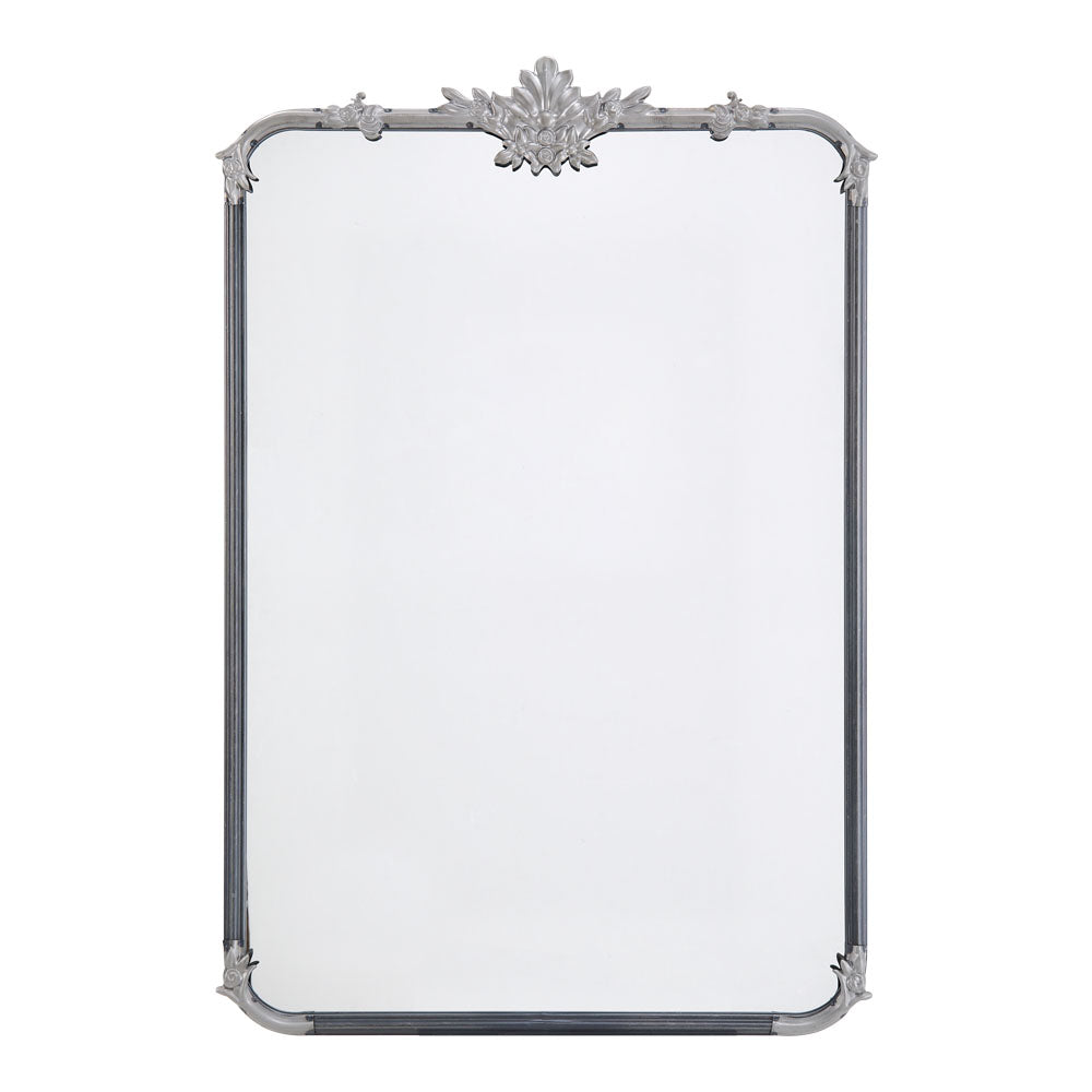 New Vintage Rectangle Carved Wall Mounted Mirror with Black Frame
