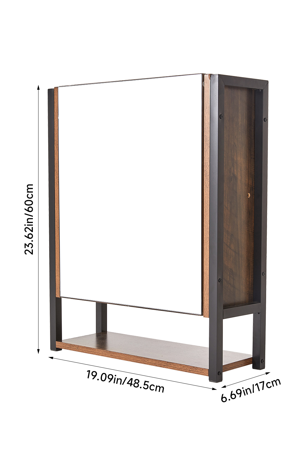Wall Mounted 3-Tier Mirror Cabinet with Metal Frame