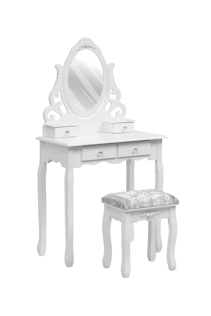 Makeup Vanity Desk with Mirror and Stool