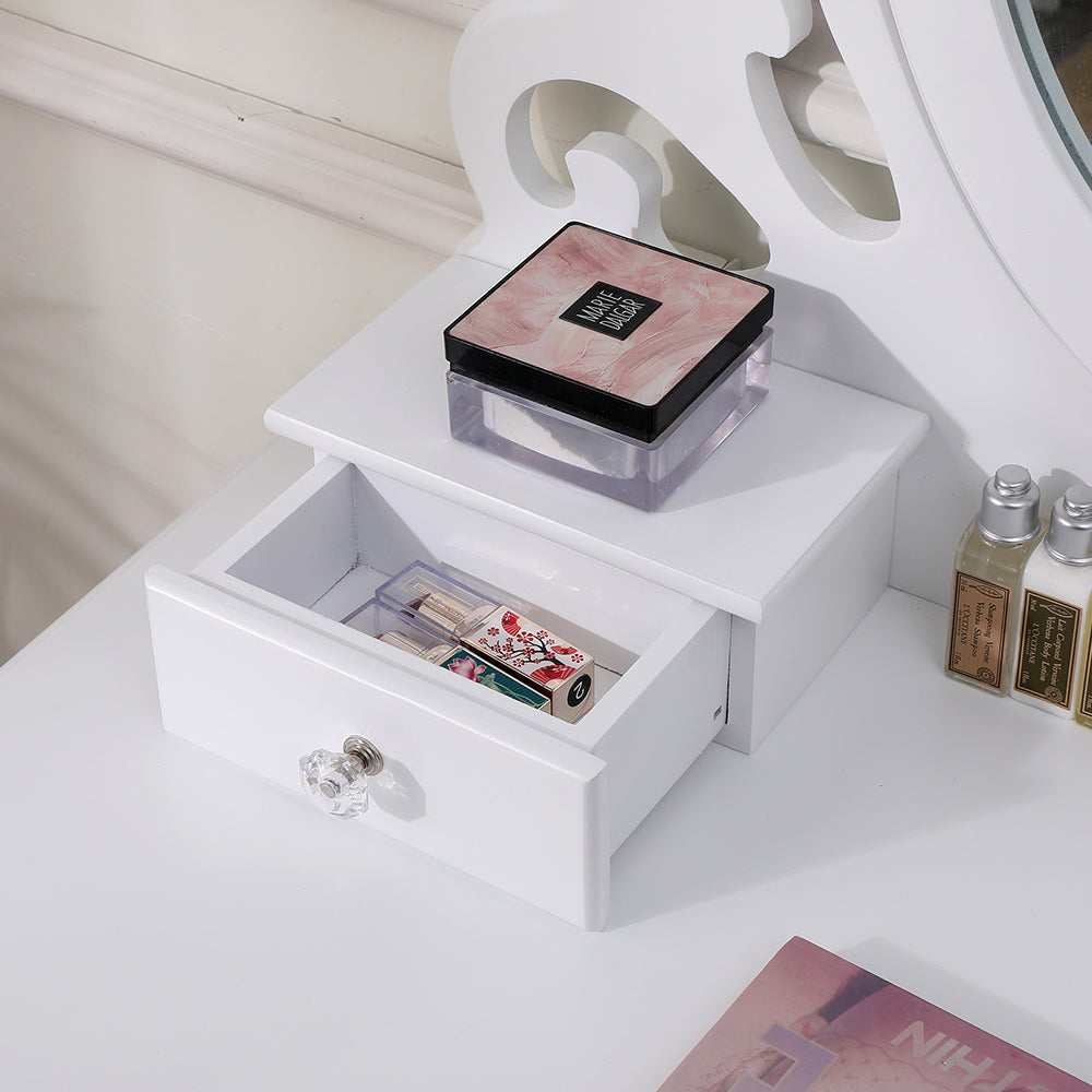 Makeup Vanity Desk with Mirror and Stool