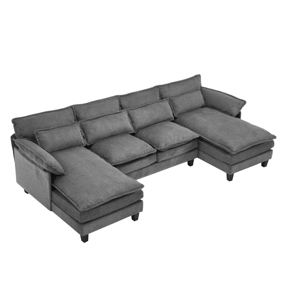 New Modern 4 Seater U Shaped Chenille Upholstered Sectional Sofa