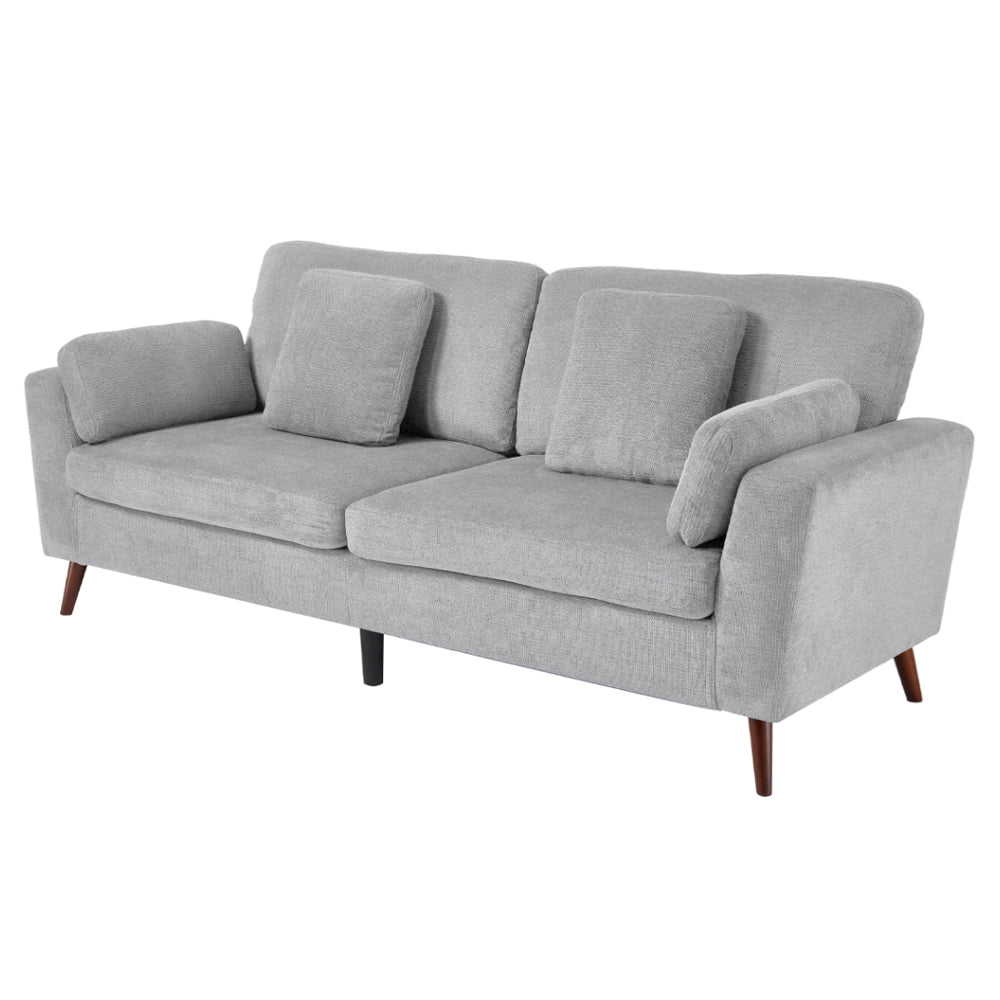 New 2 Seater Chenille Upholstered Sofa with Pillows Grey