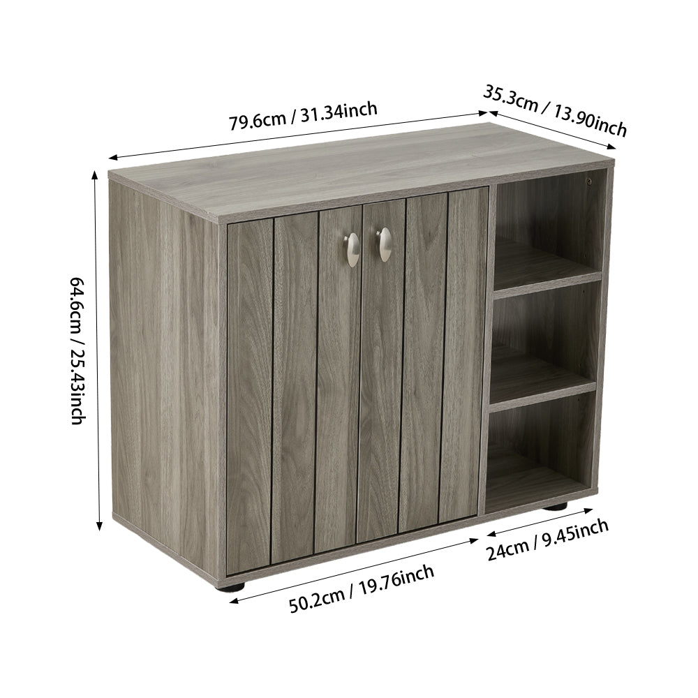 New Wooden Shoe Storage Cabinet with 2 Doors and 3 Shelves Grey