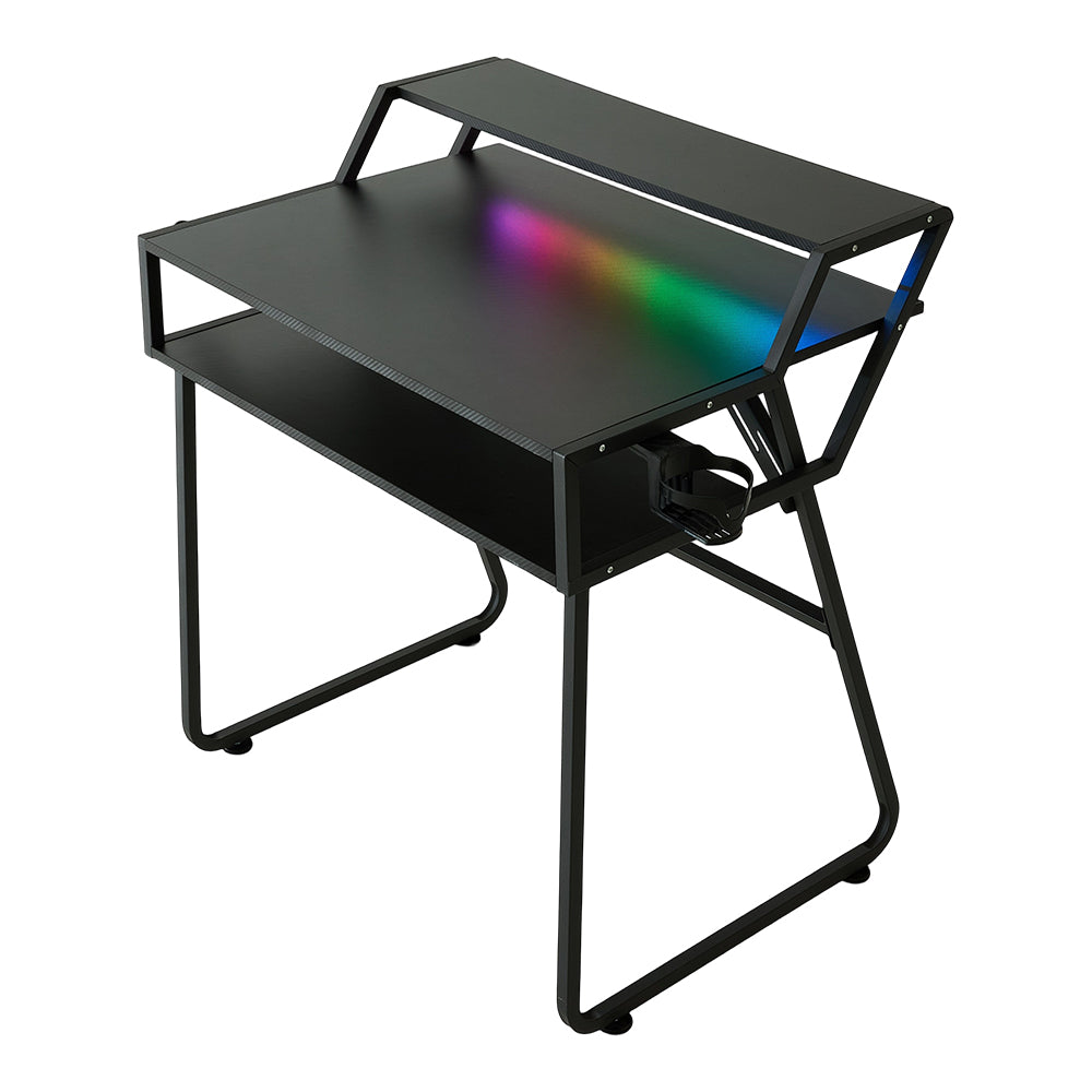 New Gaming Desk with RBG LED Light and Remote Control Black