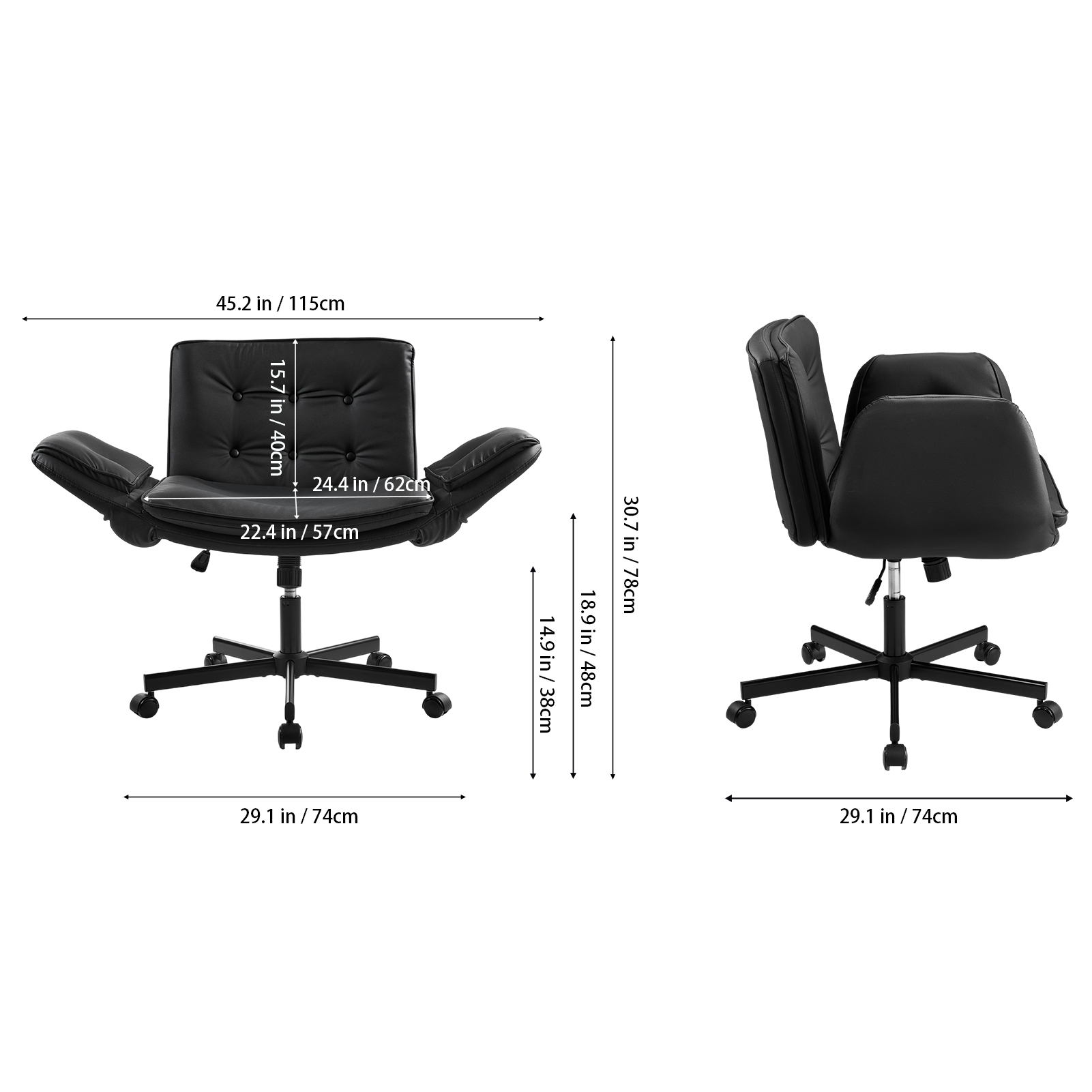 Black Office Chair with Armrests and Wheels
