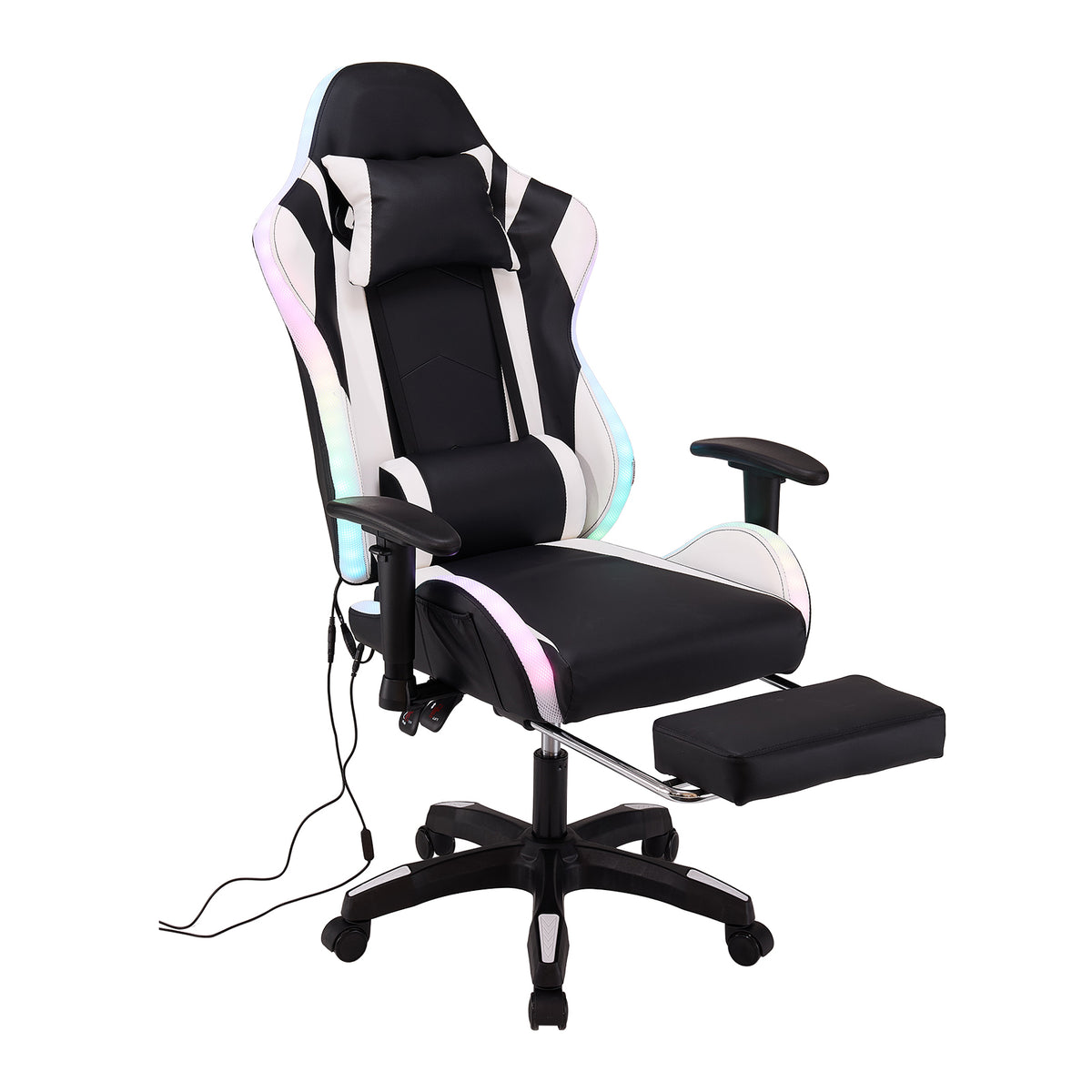 New Adjustable Gaming Chair with RGB Light and Massage Lumbar Support
