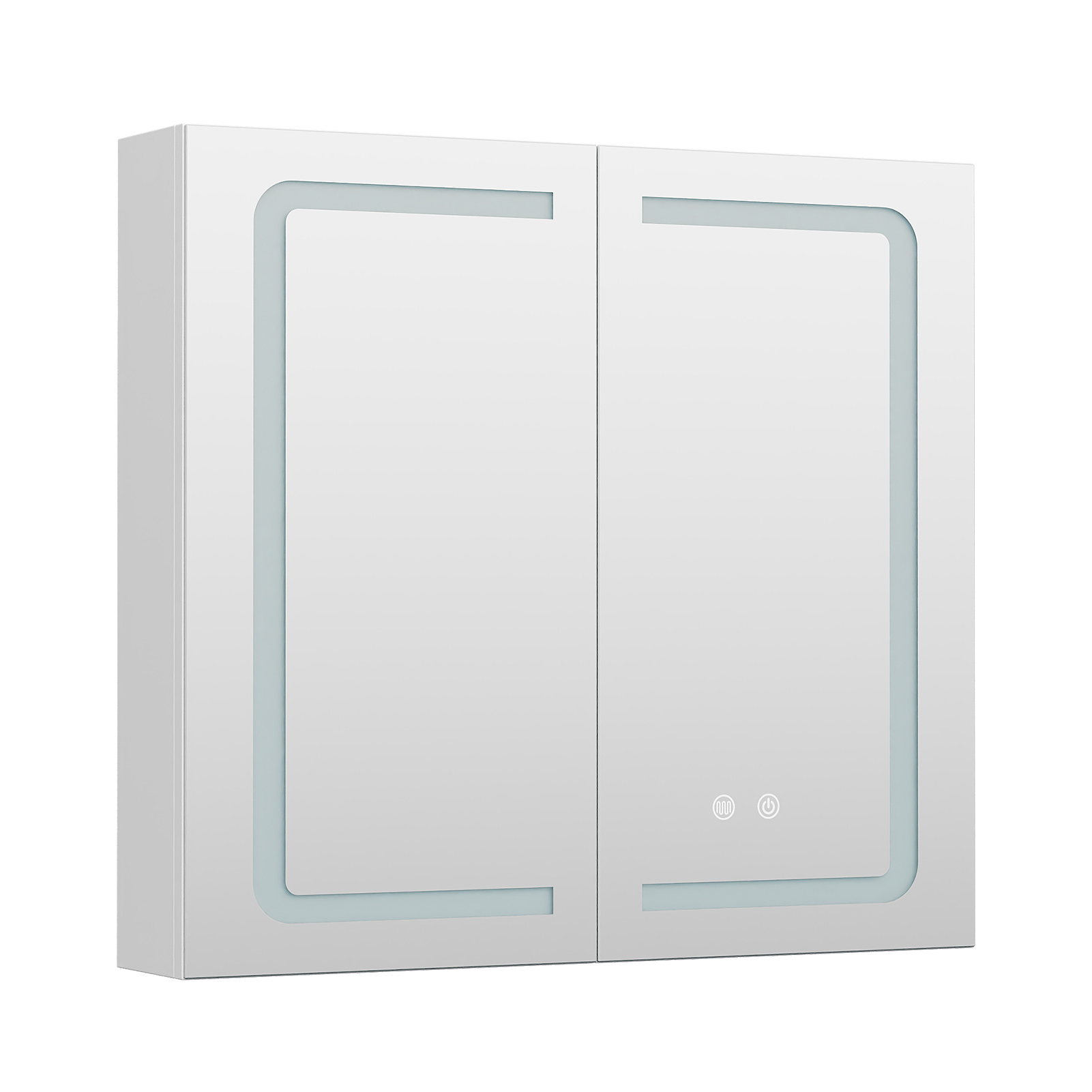 Double-Door Bathroom Mirror Cabinet with LED Lighting 65cm W