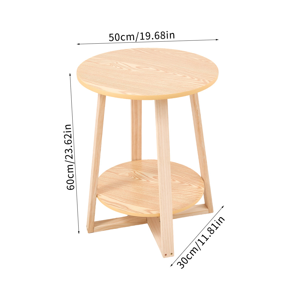 2 Tier Round Wooden Coffee Side Table