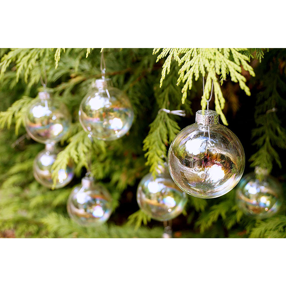 5 Pack 6cm Rainbow Glass Ornament Balls for Christmas Tree Decor