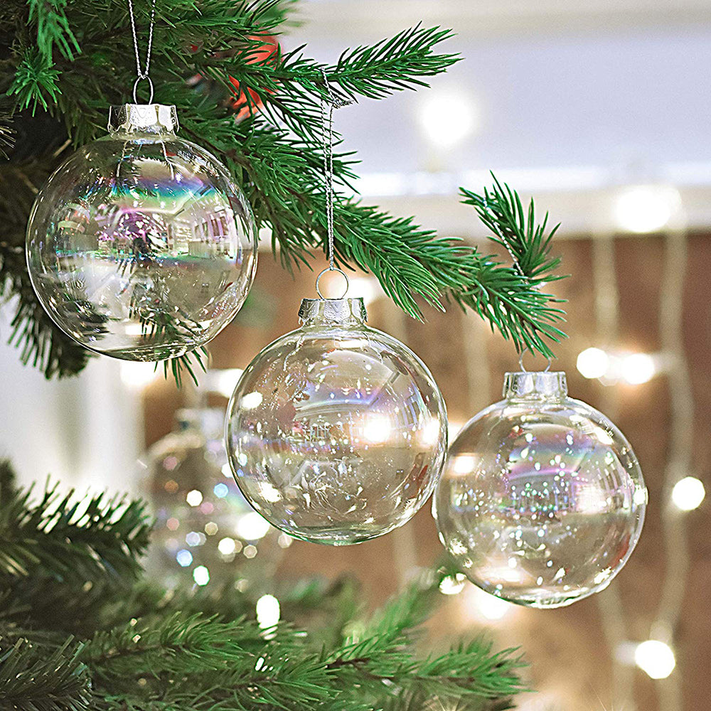 5 Pack 6cm Rainbow Glass Ornament Balls for Christmas Tree Decor