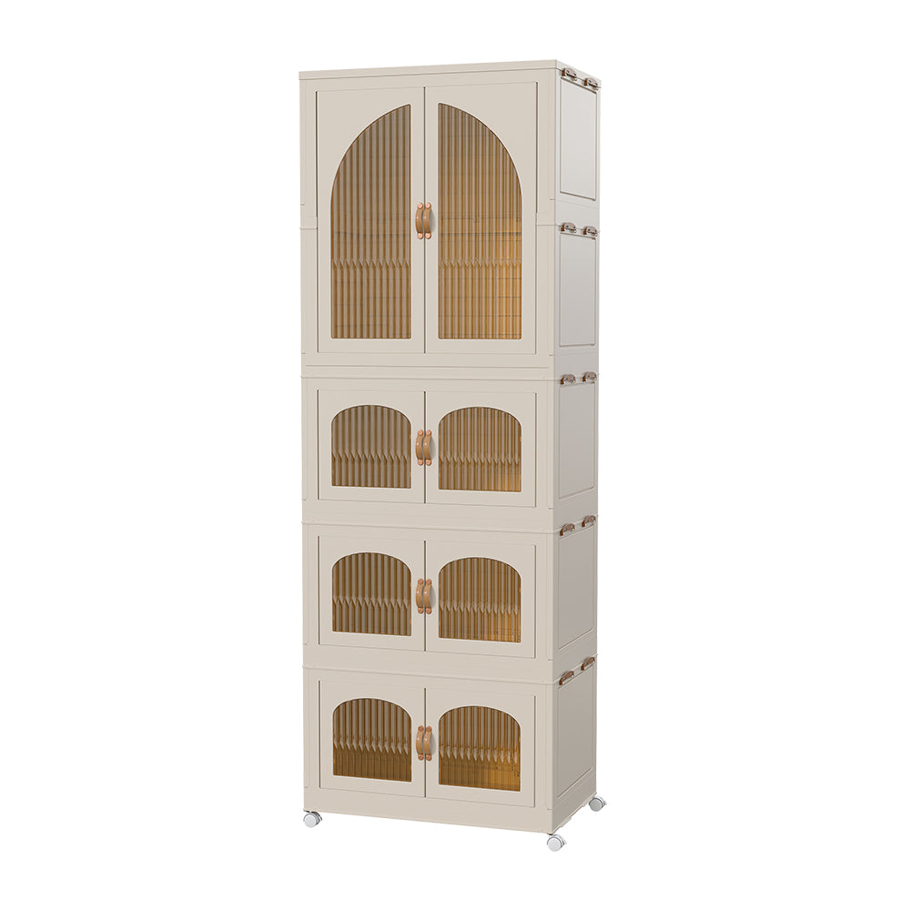 New Plastic Wardrobe with Transparent Panels and Wheels 93cm H