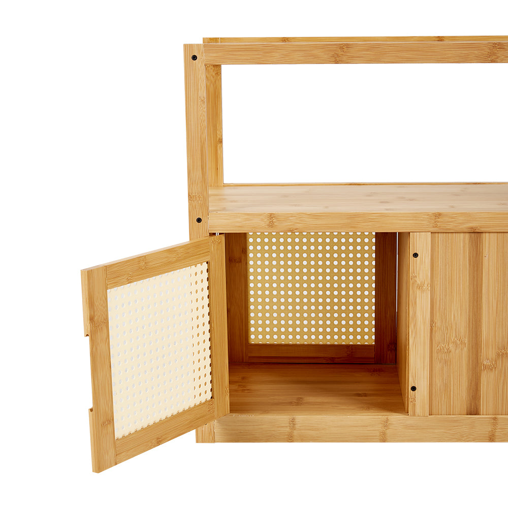 New Wooden Glass Side Table with Wheels