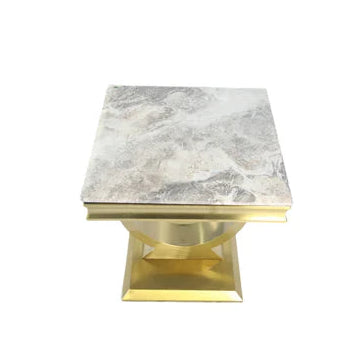 New Lamp Table Ceramic Top with Gold Frame and Circular Pedestal Base
