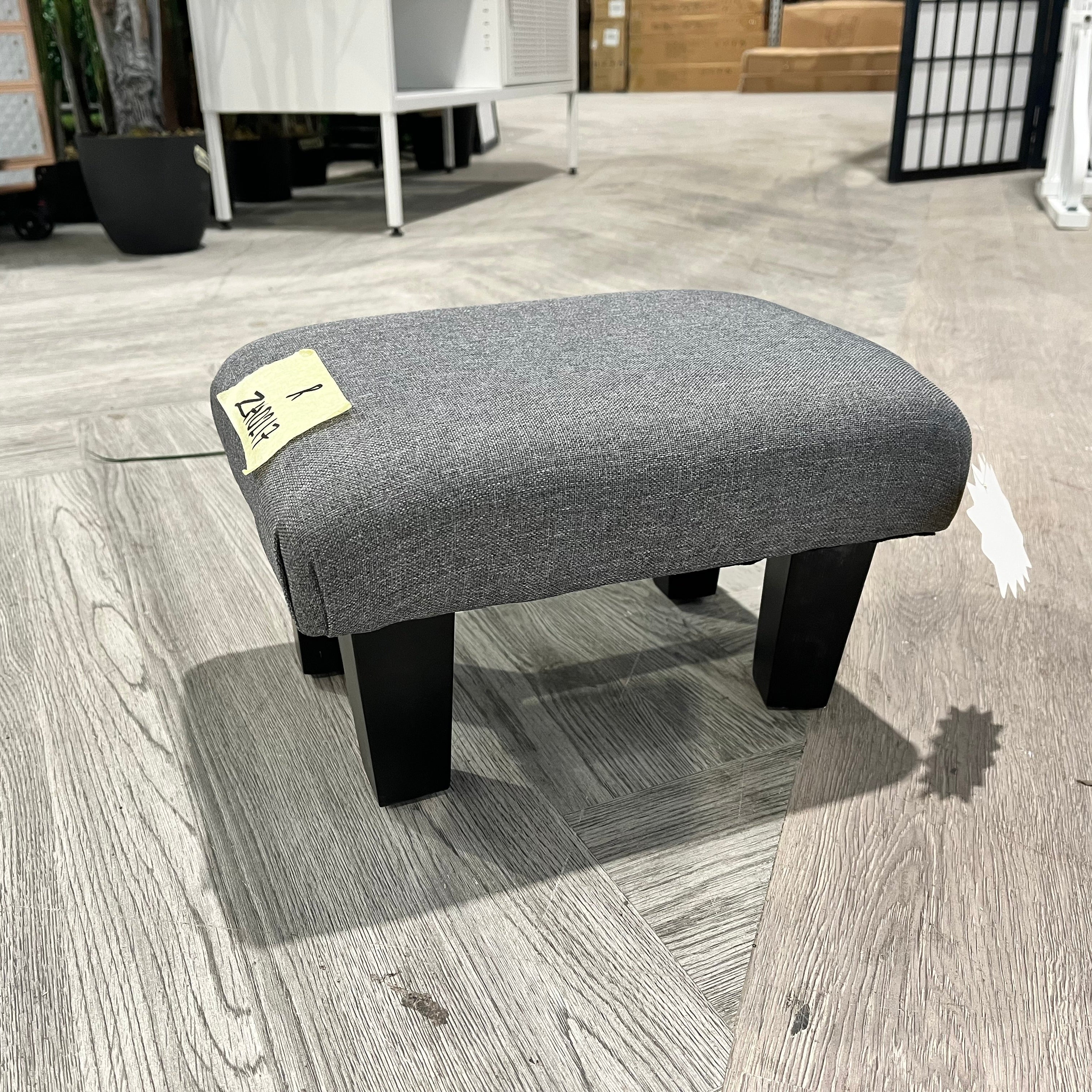 Grey Linen Rectangular Footstool