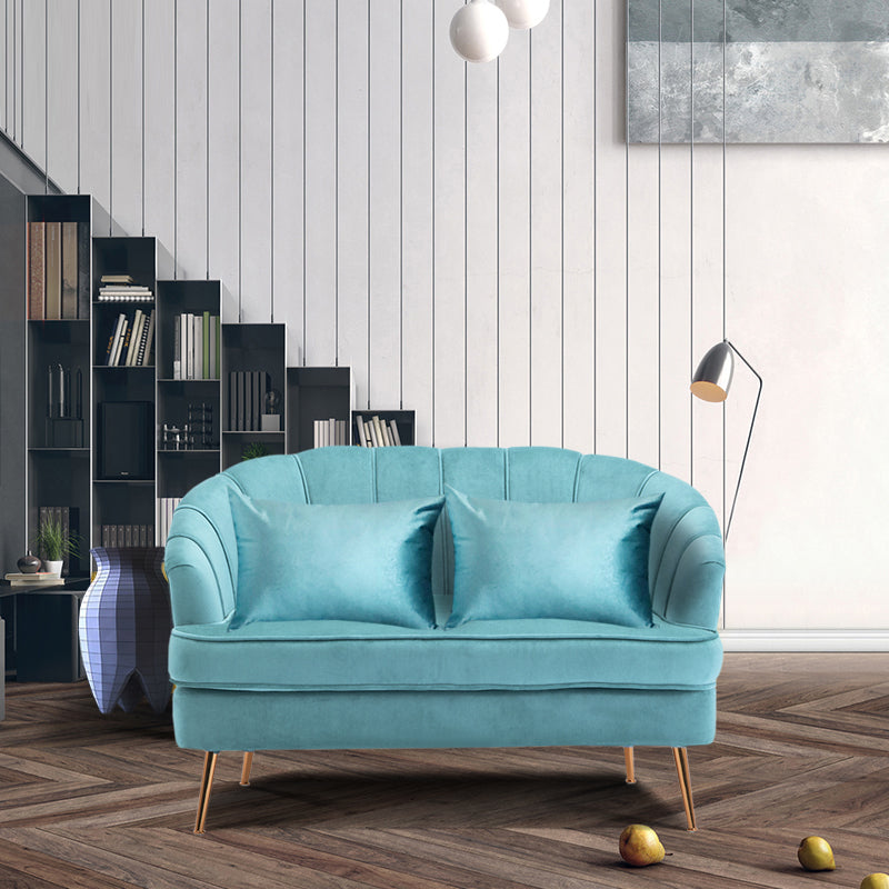 Teal Shell Back 2-Seater Sofa Loveseat