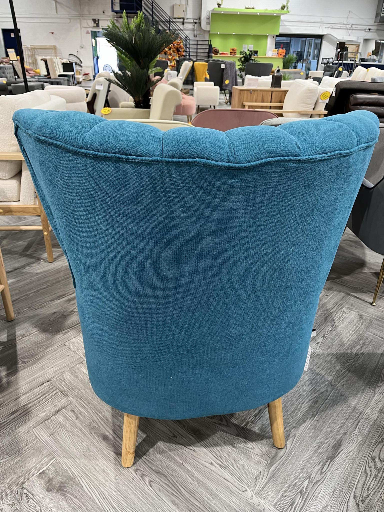 Blue Linen Armchair with Cushion