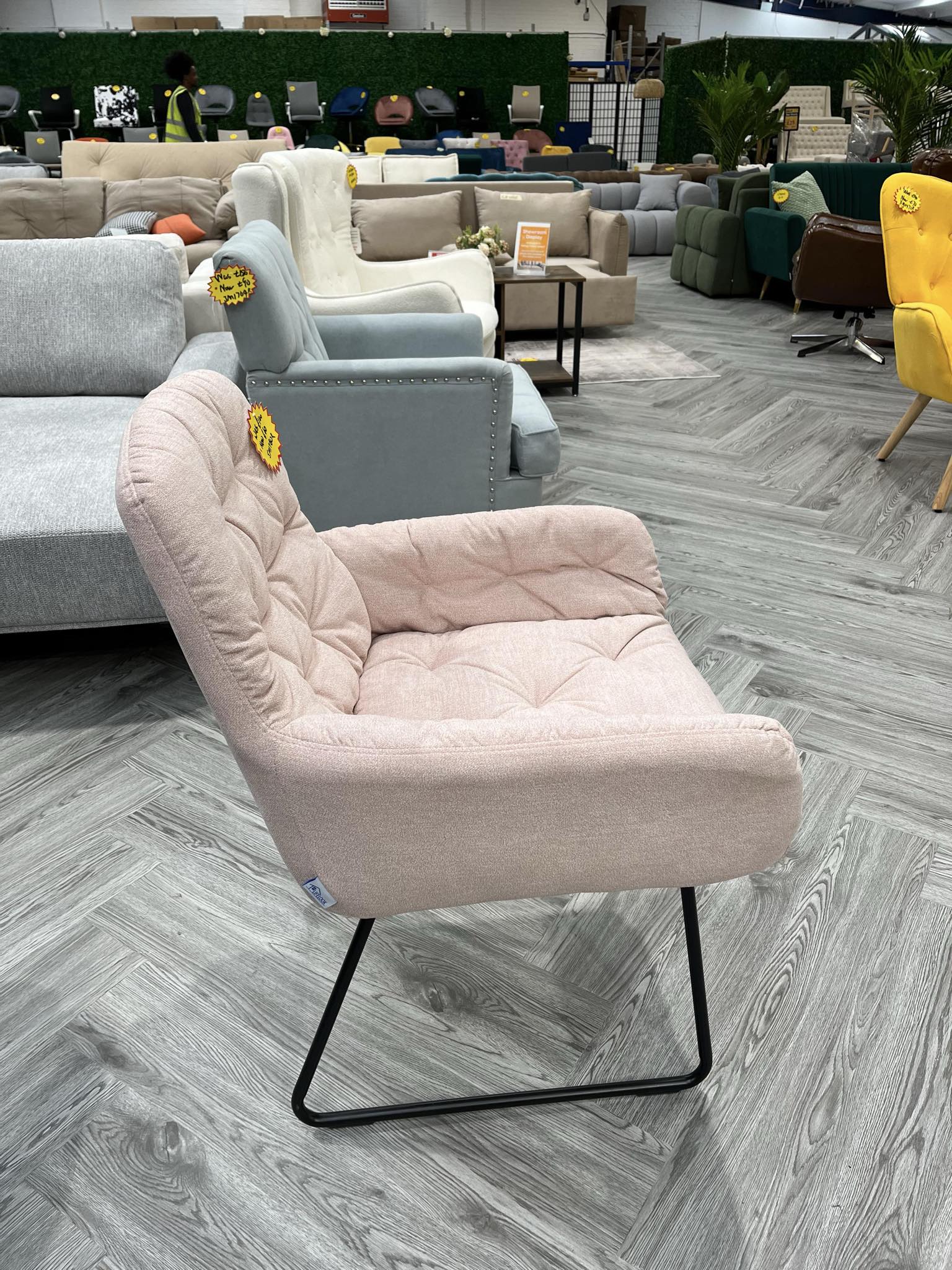 Baby Pink Leisure Armchair with Metal Legs