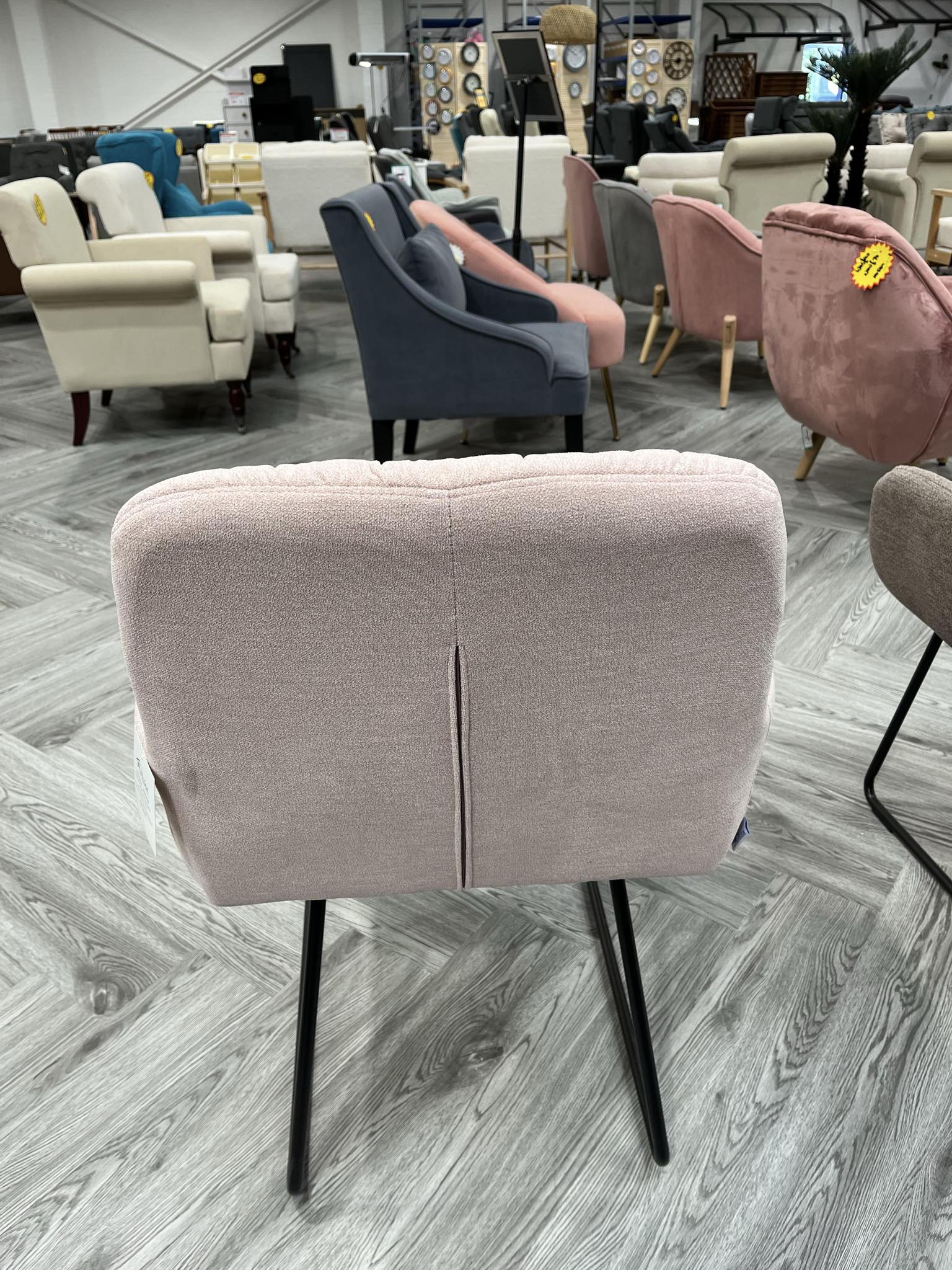 Baby Pink Leisure Armchair with Metal Legs